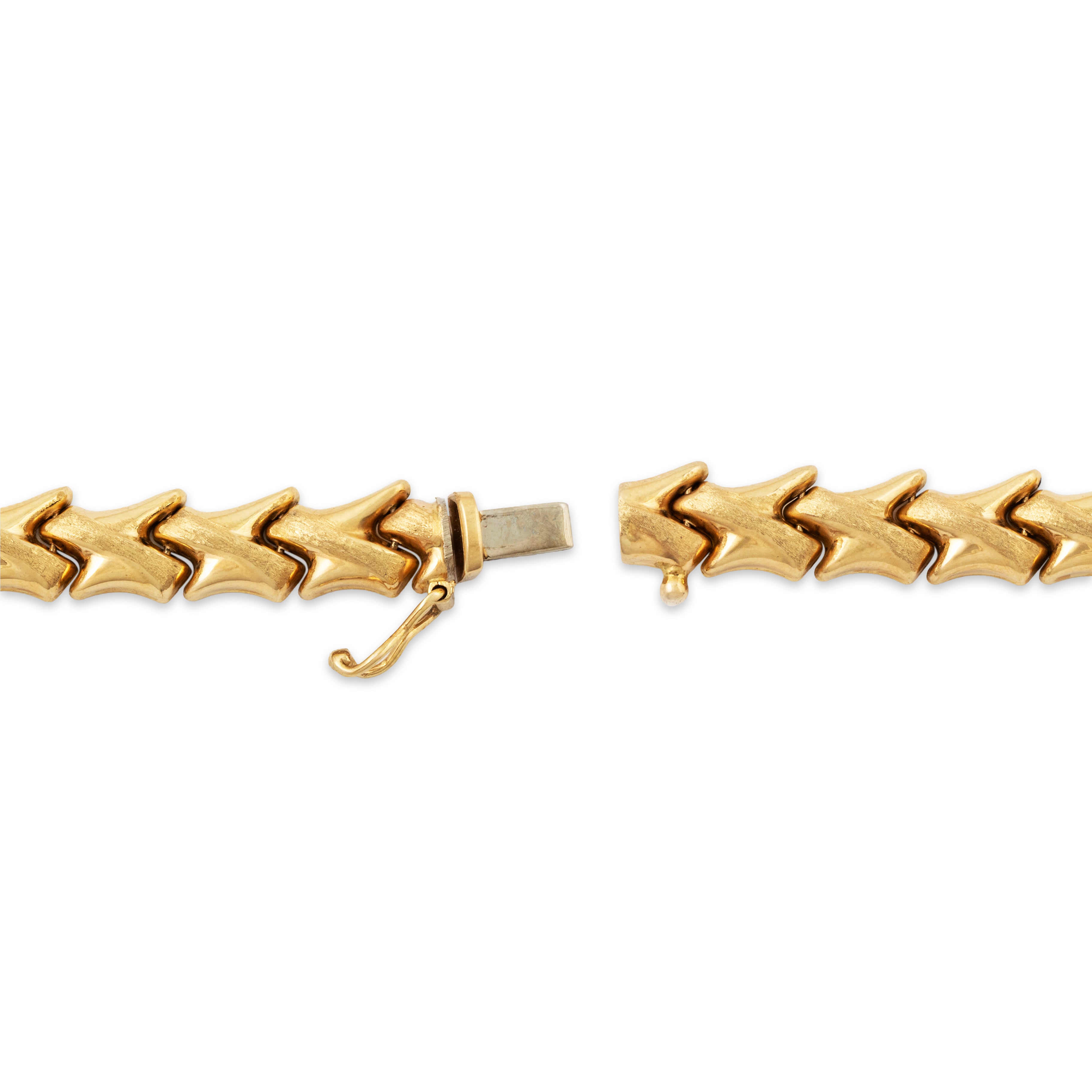 Vintage 14k Yellow Gold Angular Brushed Link Bracelet 7、mySite、hinf8tx79