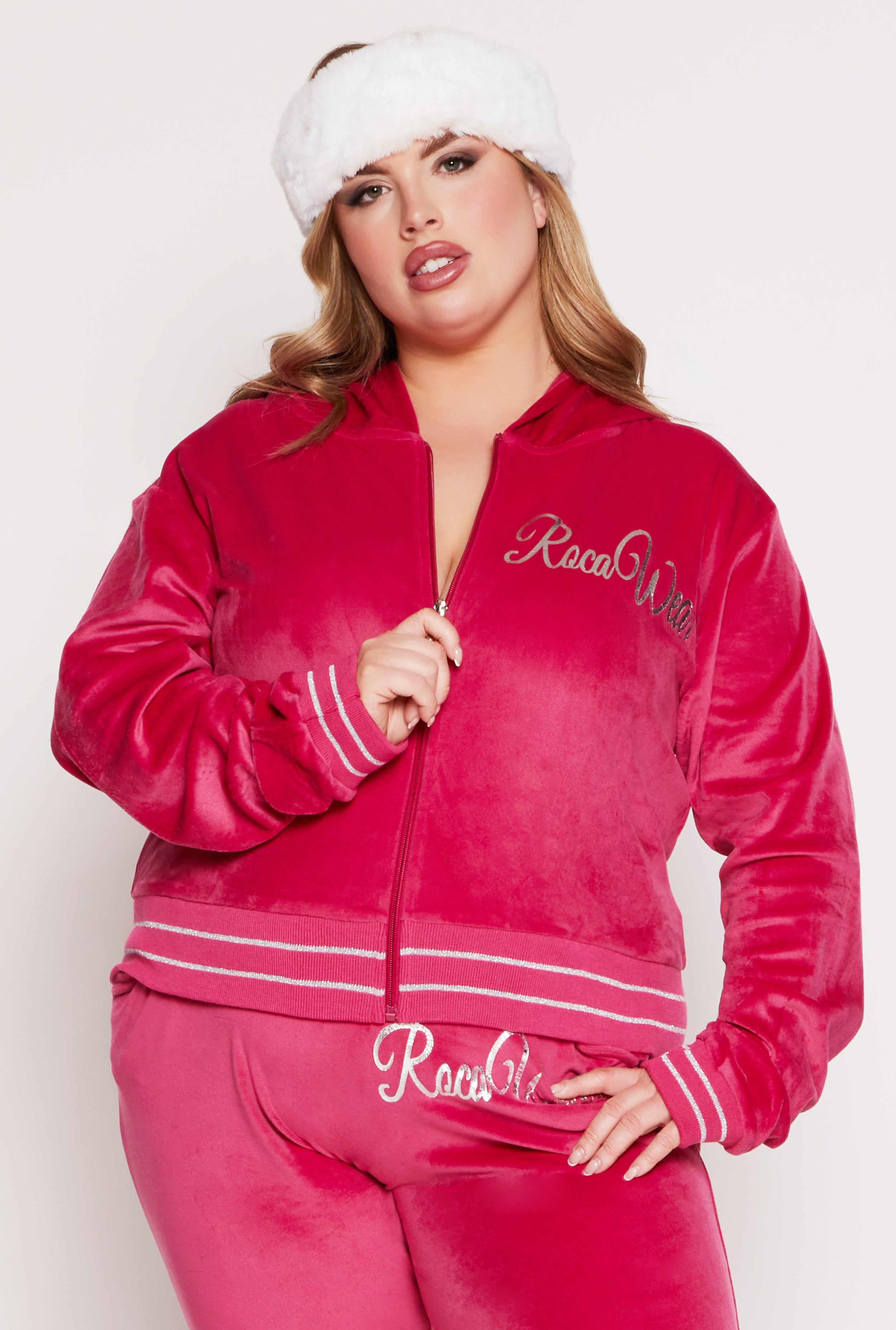 Plus Size Rocawear Velour Zip Front Hoodie、mySite、camillekostekn