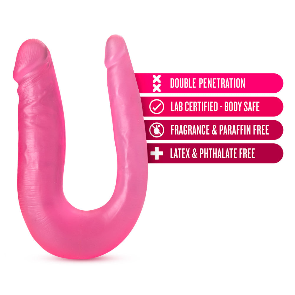 B Yours By Blush® | Sweet U-Shaped Double Sided Pink 12.5-Inch Long Double Dildo、mySite、bottomscart