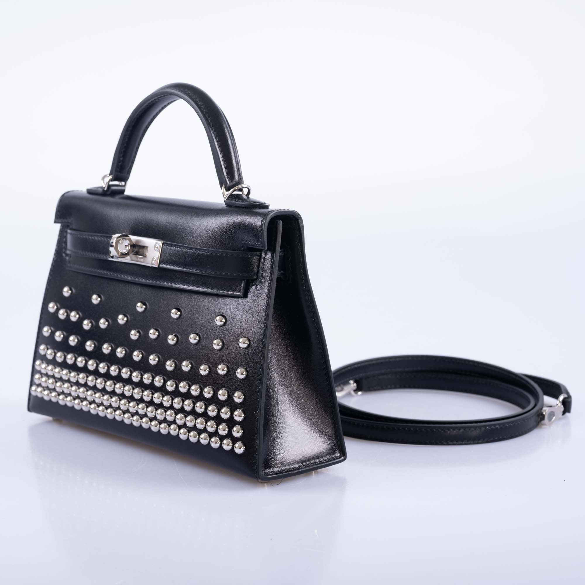 Hermès Clouté Mini Kelly 20 Studded Black Box Palladium Hardware、mySite、garminoutage.com