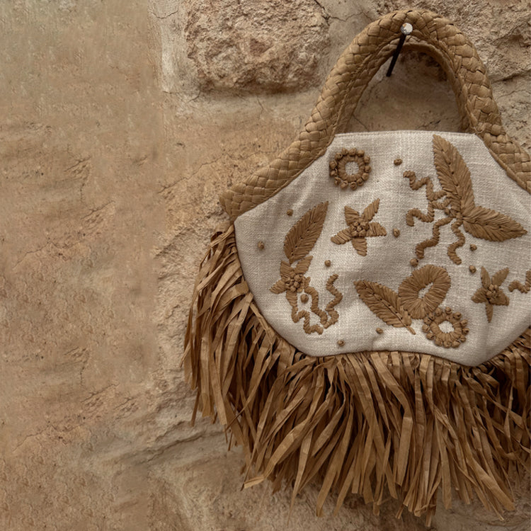 Cream Raffia Cove Mini Bag、mySite、solidvoid