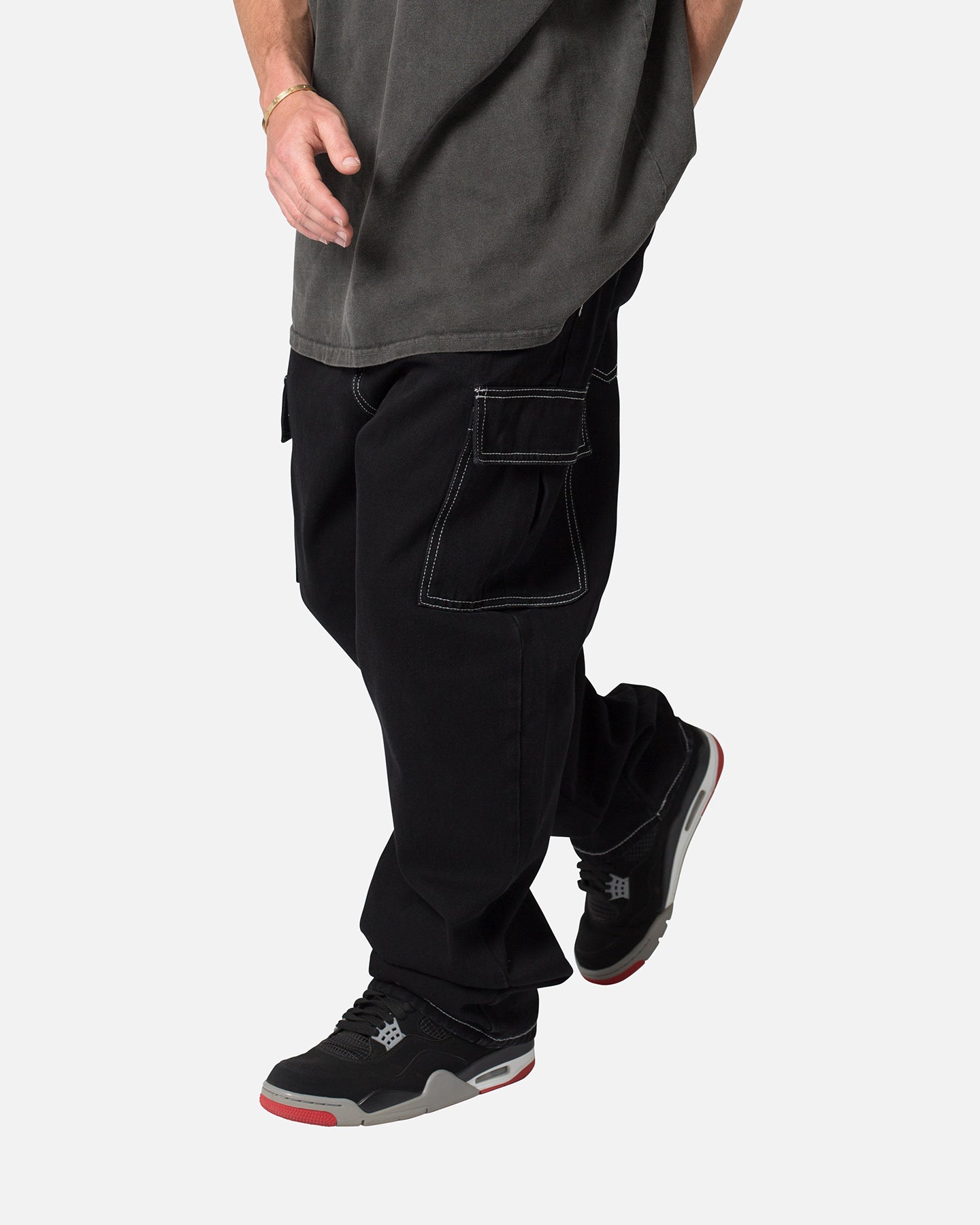 MNML Contrast Ultra Baggy Cargo Denim Jeans Black、mySite、zt4zffjzw