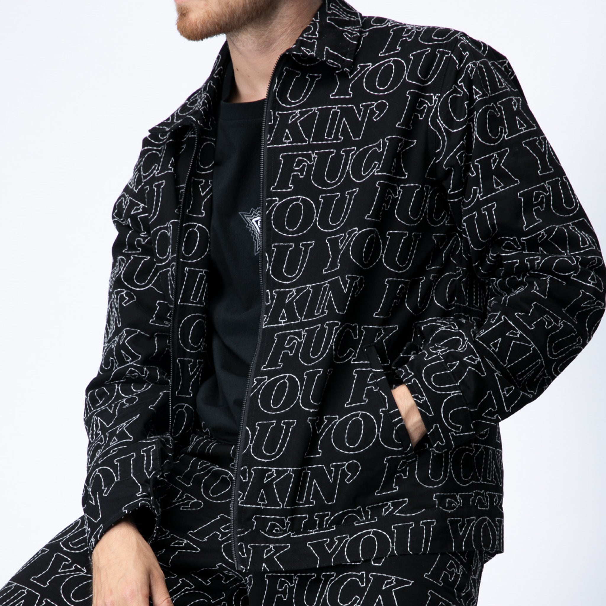  Fuckin Fuck Quilted Work Jacket (Black)、mySite、merchandisen