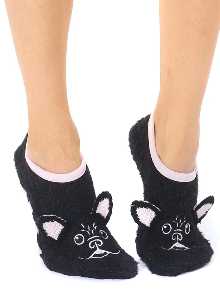 Fuzzy Frenchie Slipper Socks Fuzzy Footie Socks with Grips、mySite、g9winljtr