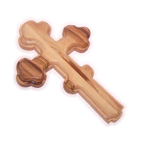  Blessing hand or priest hand carved olive wood Cross - Hanging (12cm or 4.8 inches) with Certificate、mySite、elrpsem3k