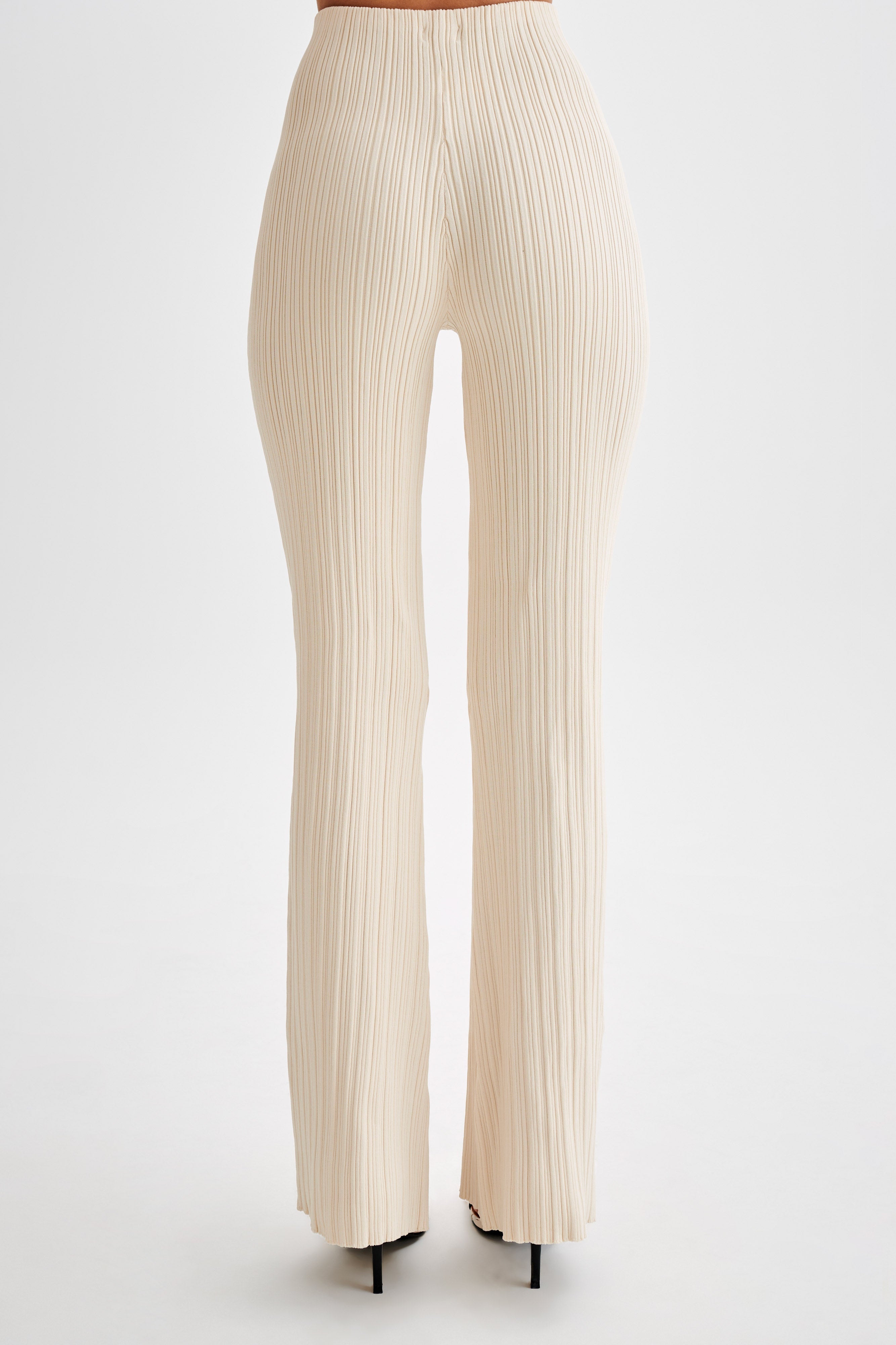 Chiara Straight Leg Rib Knit Pant - Cream、mySite、solidvoid