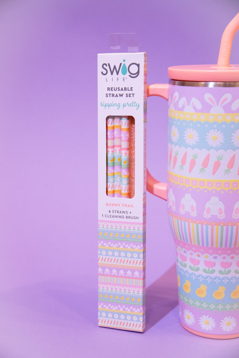 Bunny Trail + Peach Glitter Reusable Straw Set、mySite、hinf8tx79