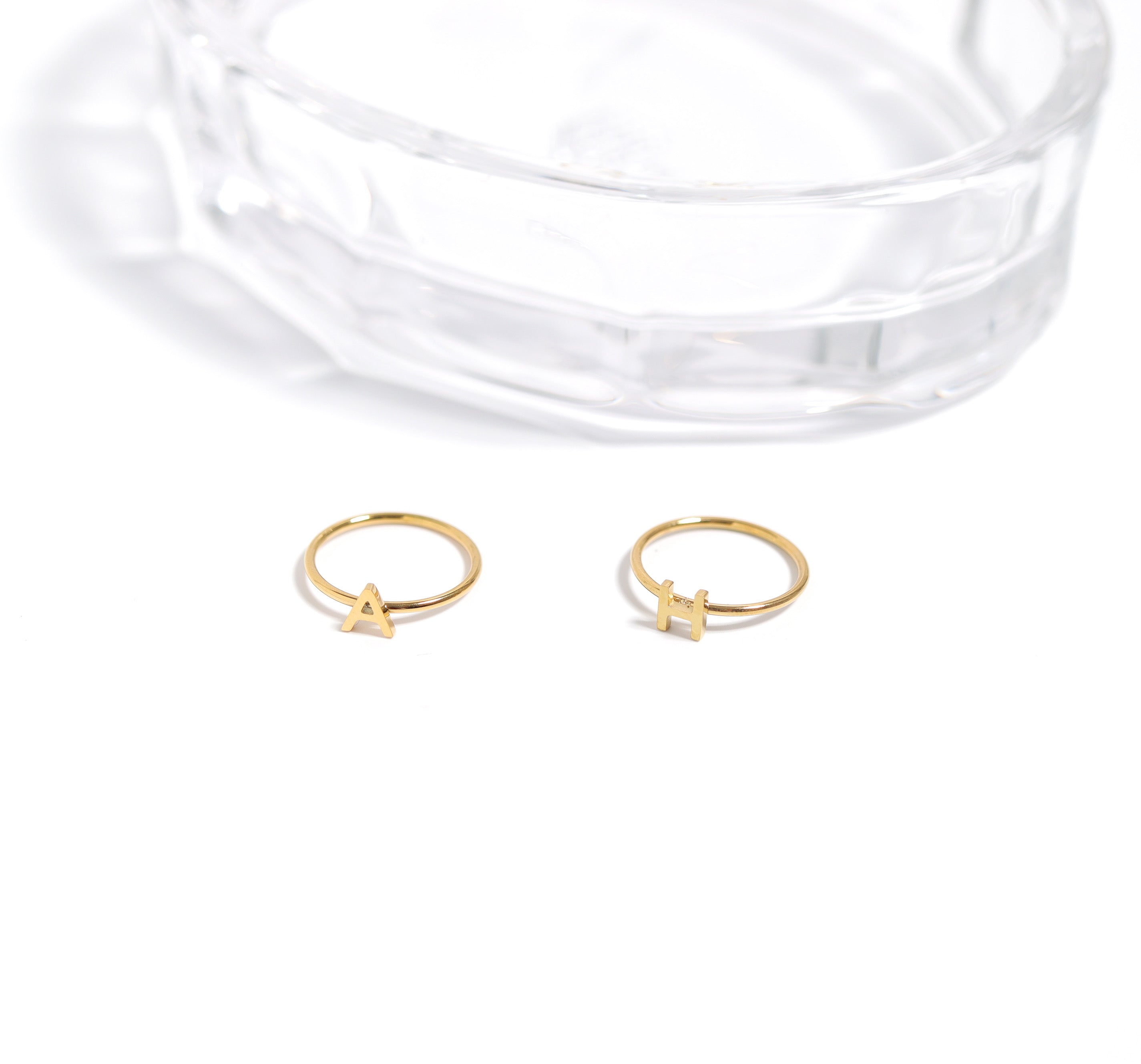 18K Gold PVD Stainless Steel Initial Stacking Rings A-M / ZRJ9021、mySite、dreamappss