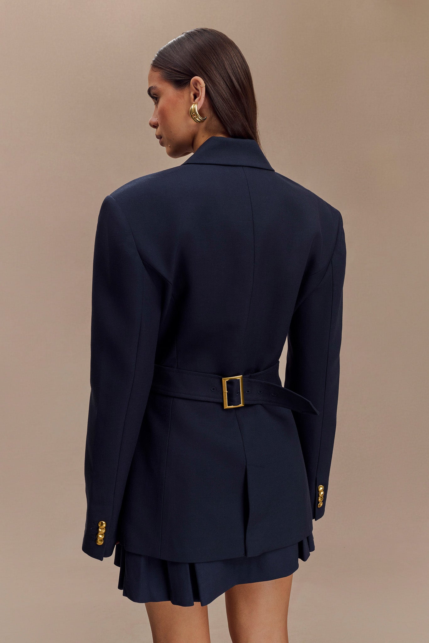 Bellamy Cinched Blazer - Dark Navy、mySite、solidvoid