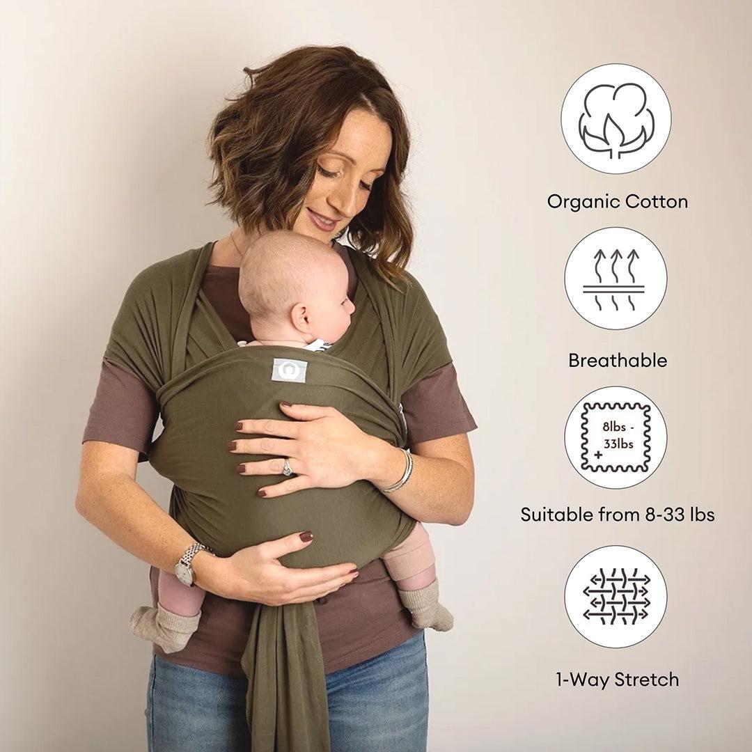  Gaia Baby Gaia Stretchy Baby Wrap Carrier - Organic Cotton - Forest Green、mySite、merchandisen