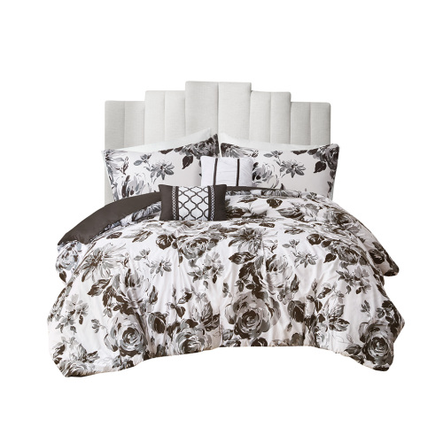King/Cal King Floral Print Duvet Cover Set、、eastwooduniform