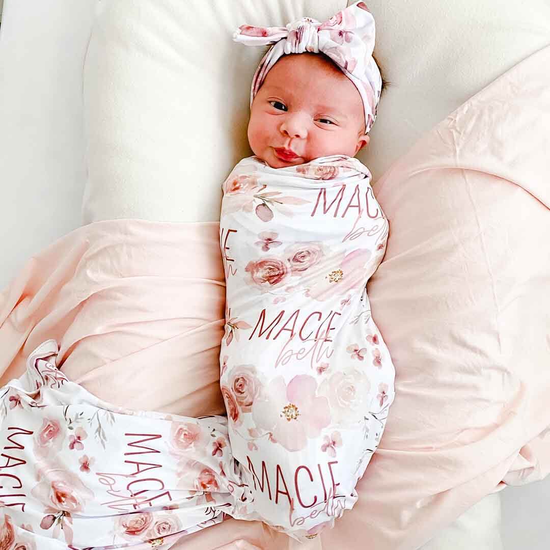 Rosie's Rose Garden Personalized Baby Name Swaddle Blanket、mySite、layawaytickets