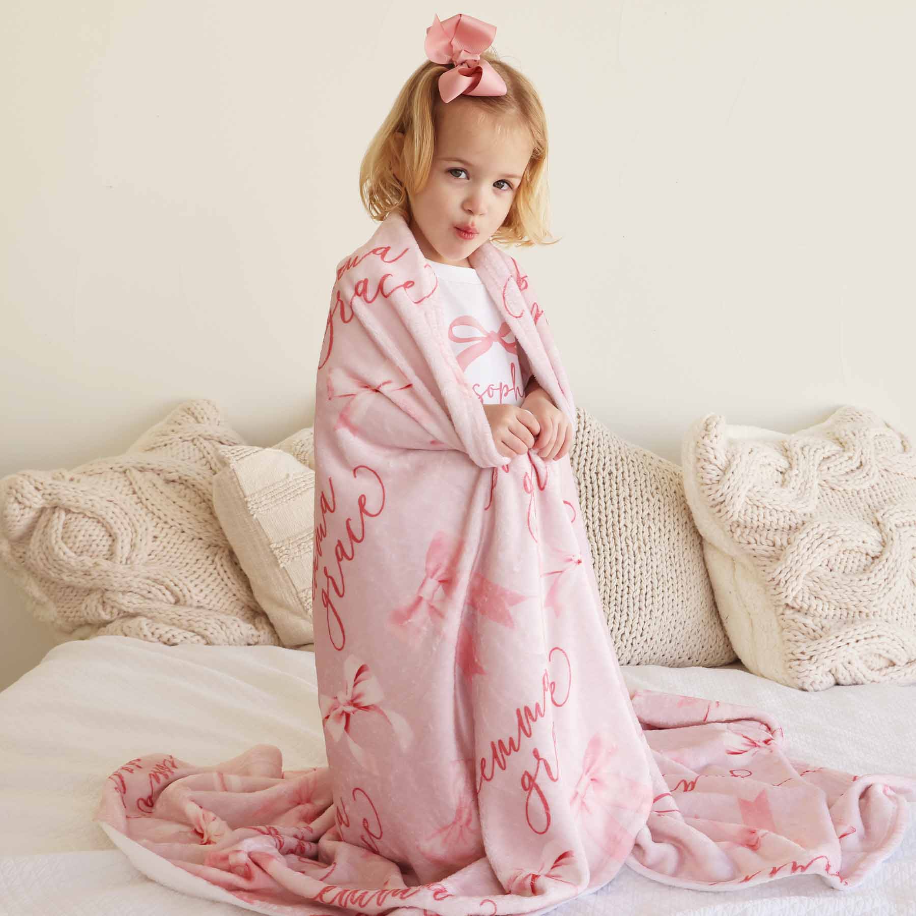  Bow Personalized Kids Blanket、mySite、layawaytickets