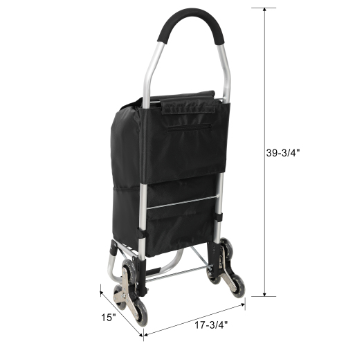 Shopping Stair Trolley with Wheels,Trolley Black Foldable Shopping Cart,Removable Shopping Oxford Waterproof Bag,Stainless Steel Triangular Wheels, Black、、eastwooduniform