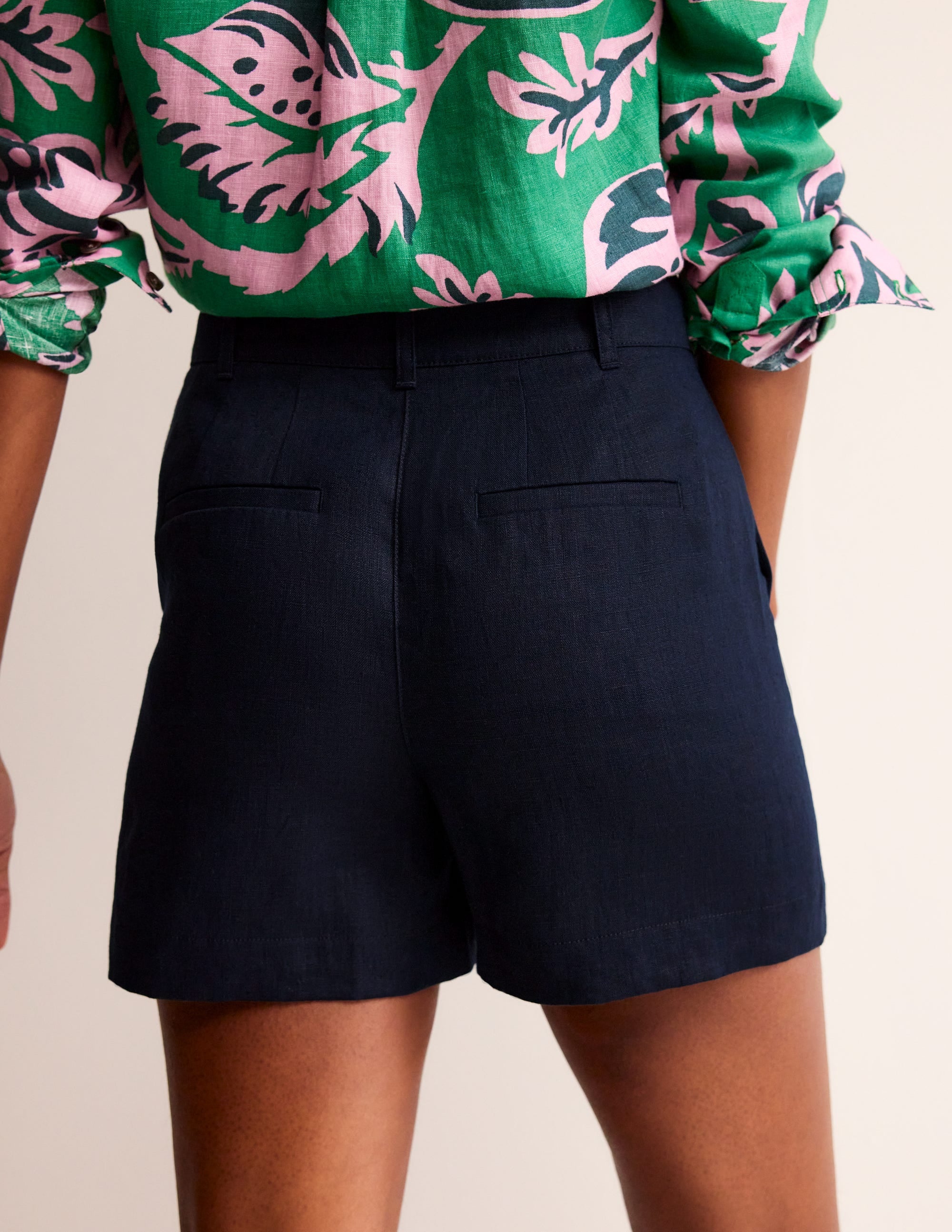  Westbourne Linen Shorts-Navy、mySite、ashleygrahame