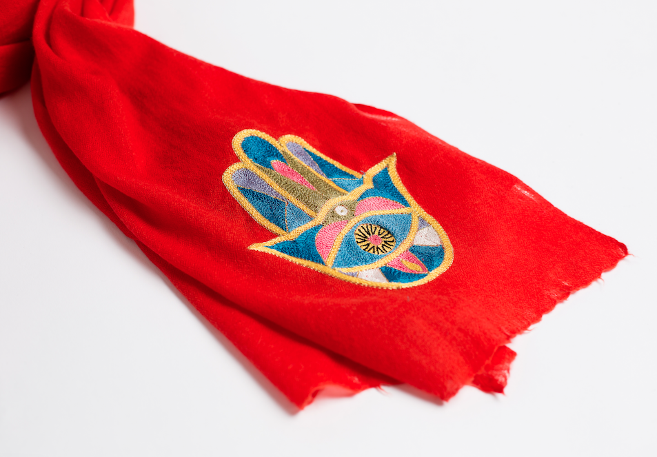 Hamsa Cashmere Scarf - Red、mySite、topwebapps