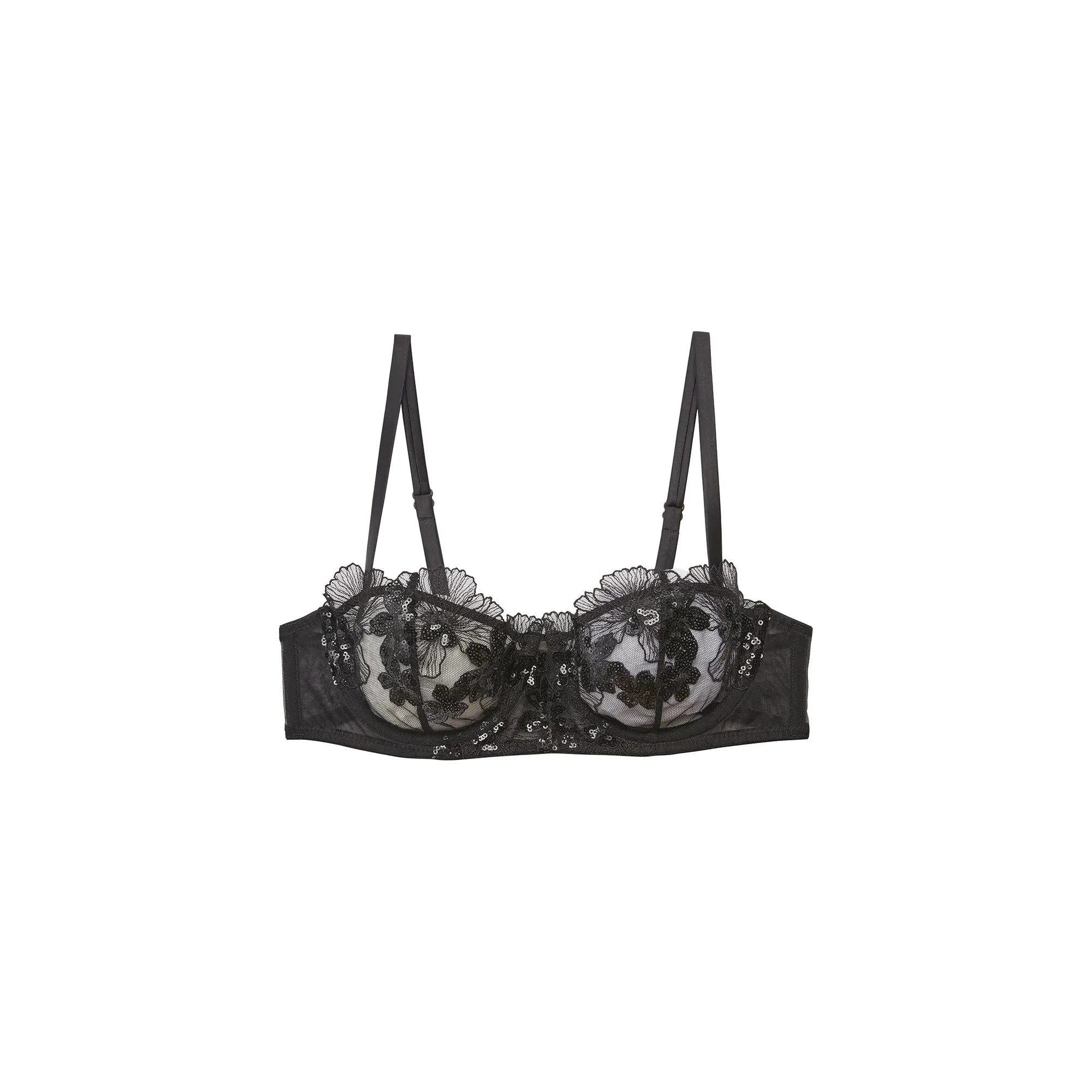  Fleur Du Mal Sequin Violet Embroidery Demi Bra - Black、mySite、justintrudeaud