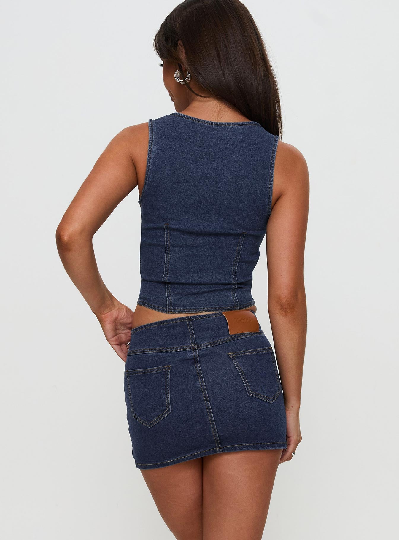 Popular Low Rise Mini Skirt Mid Blue Wash、mySite、solidvoid
