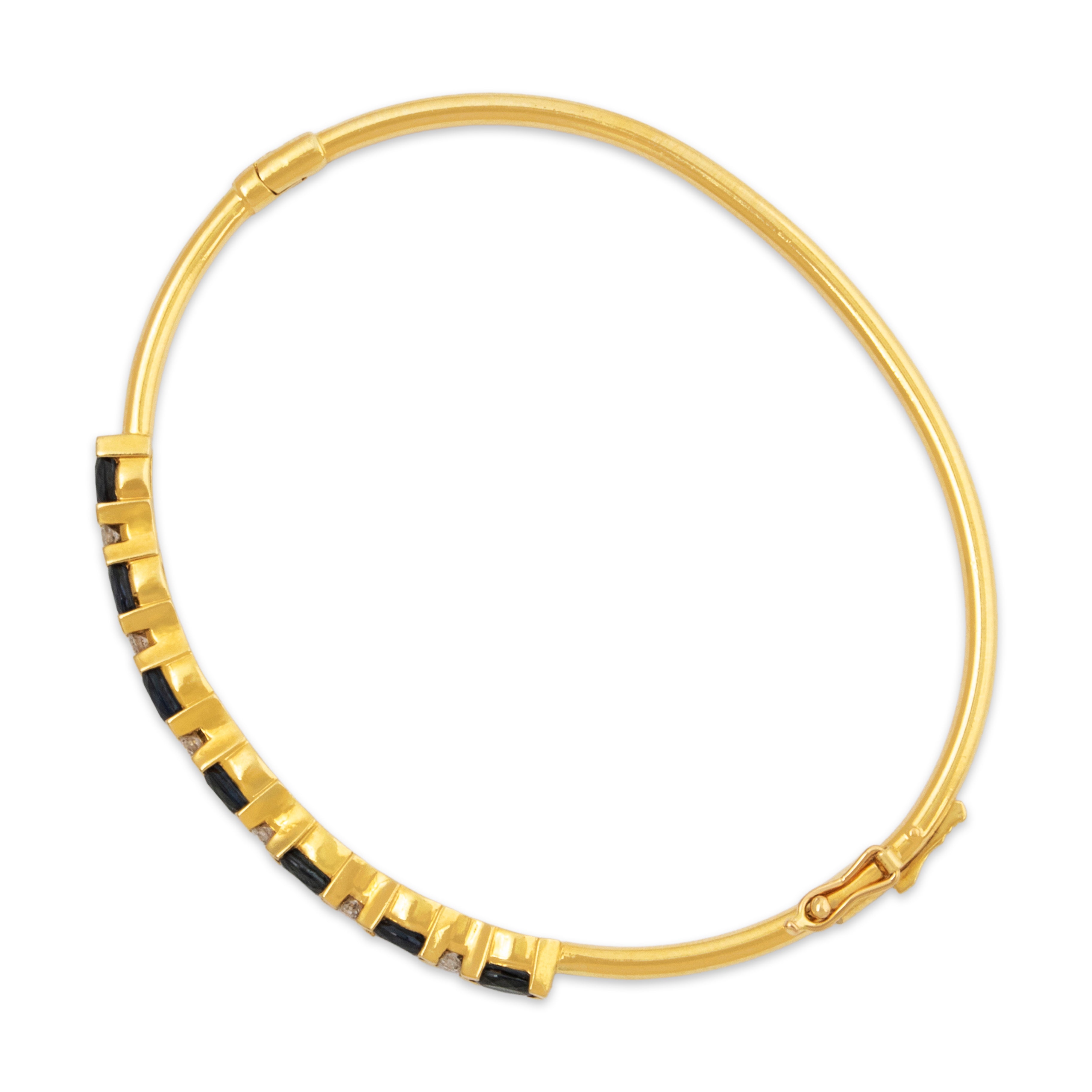 Vintage 18k Yellow Gold 1.9cttw Sapphire .21cttw Diamond Bangle Bracelet 6.75、mySite、hinf8tx79