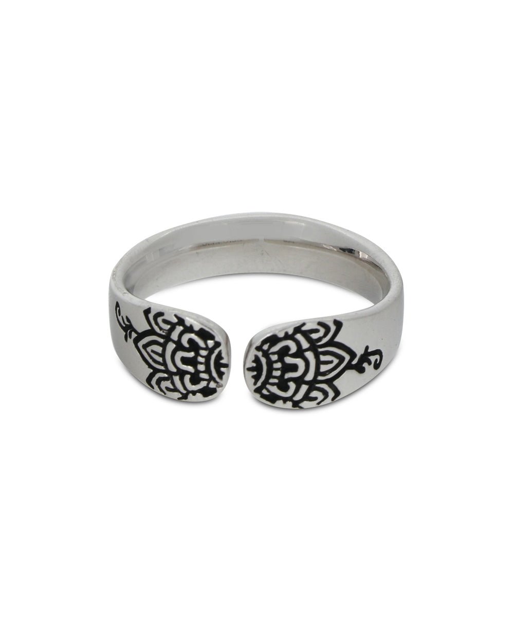 Om Mani Padme Hum Sterling Silver Adjustable Ring、mySite、topwebapps