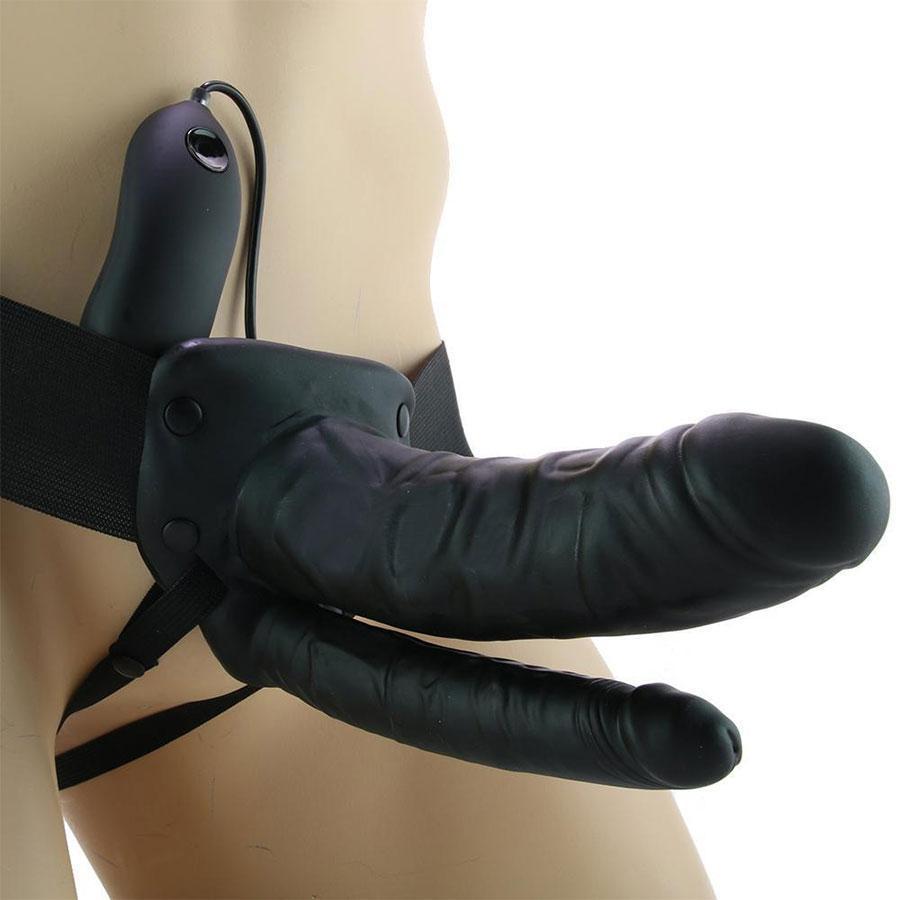 Vibrating Double Penetration Hollow Black Strap On for Men by Lux、mySite、bottomscart