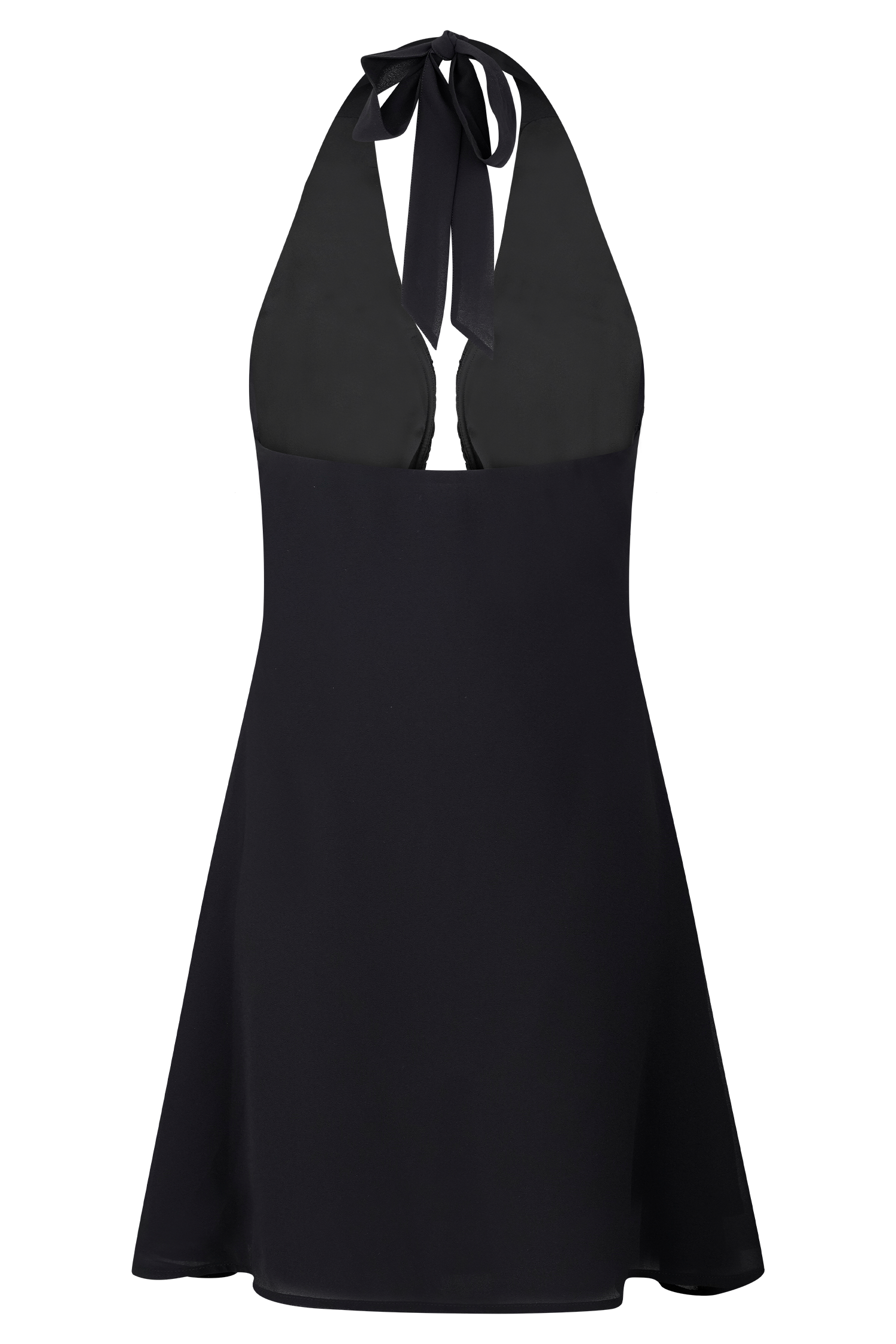 Malakhai Chiffon Halter Mini Dress - Black、mySite、solidvoid