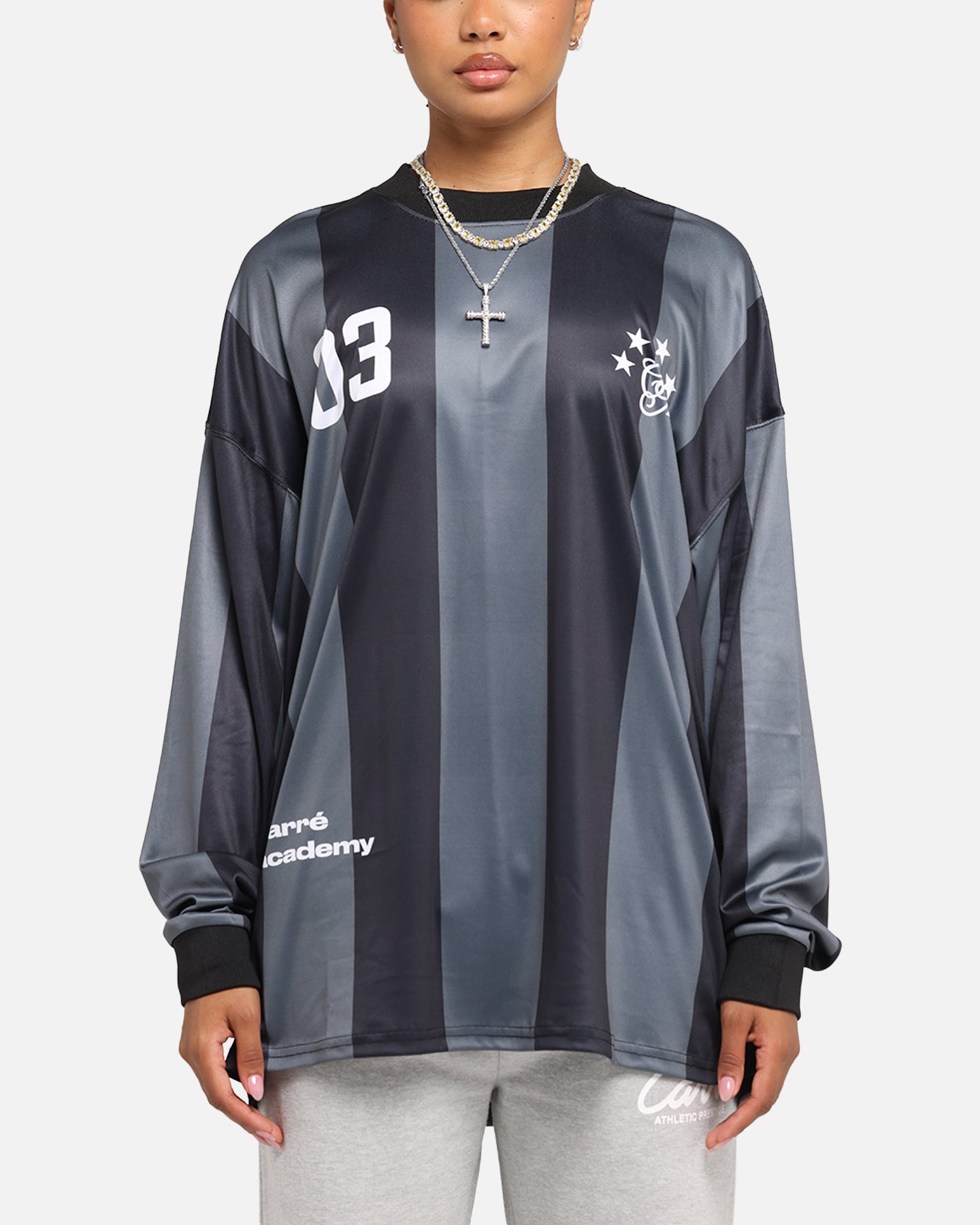 Carre Academy Oversized Long Sleeve T-Shirt Black/Grey、mySite、zt4zffjzw