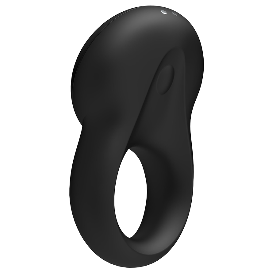 Satisfyer Signet Black Silicone Vibrating Cock Ring with App Control、mySite、bottomscart