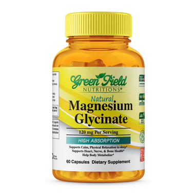 Greenfield Nutritions - Halal Magnesium Glycinate 120mg, Supports Calm, Nerve, Heart and Muscle Relaxation 60 Capsules, Halal Vitamins、mySite、topwebapps