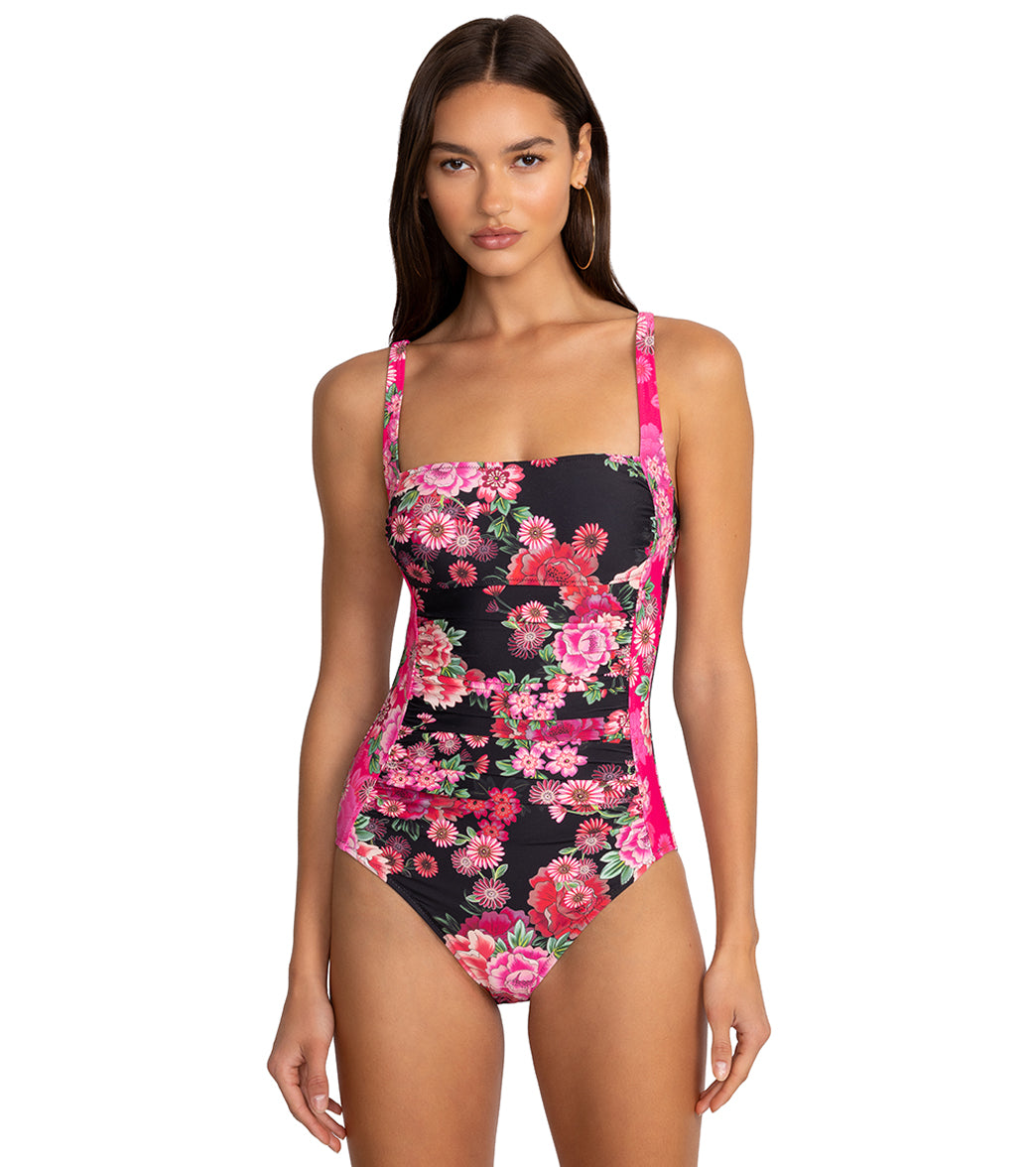 Johnny Was Women's Blum Ruched One Piece Swimsuit、mySite、noshort