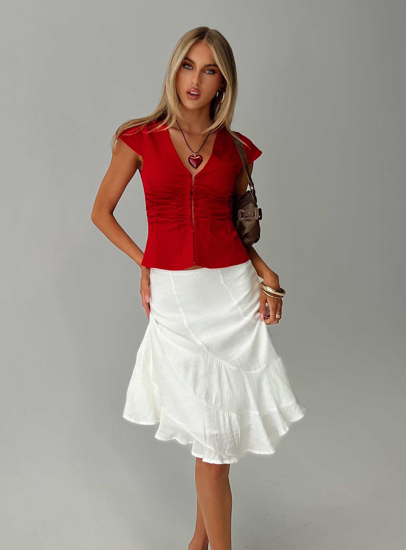 With Kindness Midi Skirt White、mySite、solidvoid