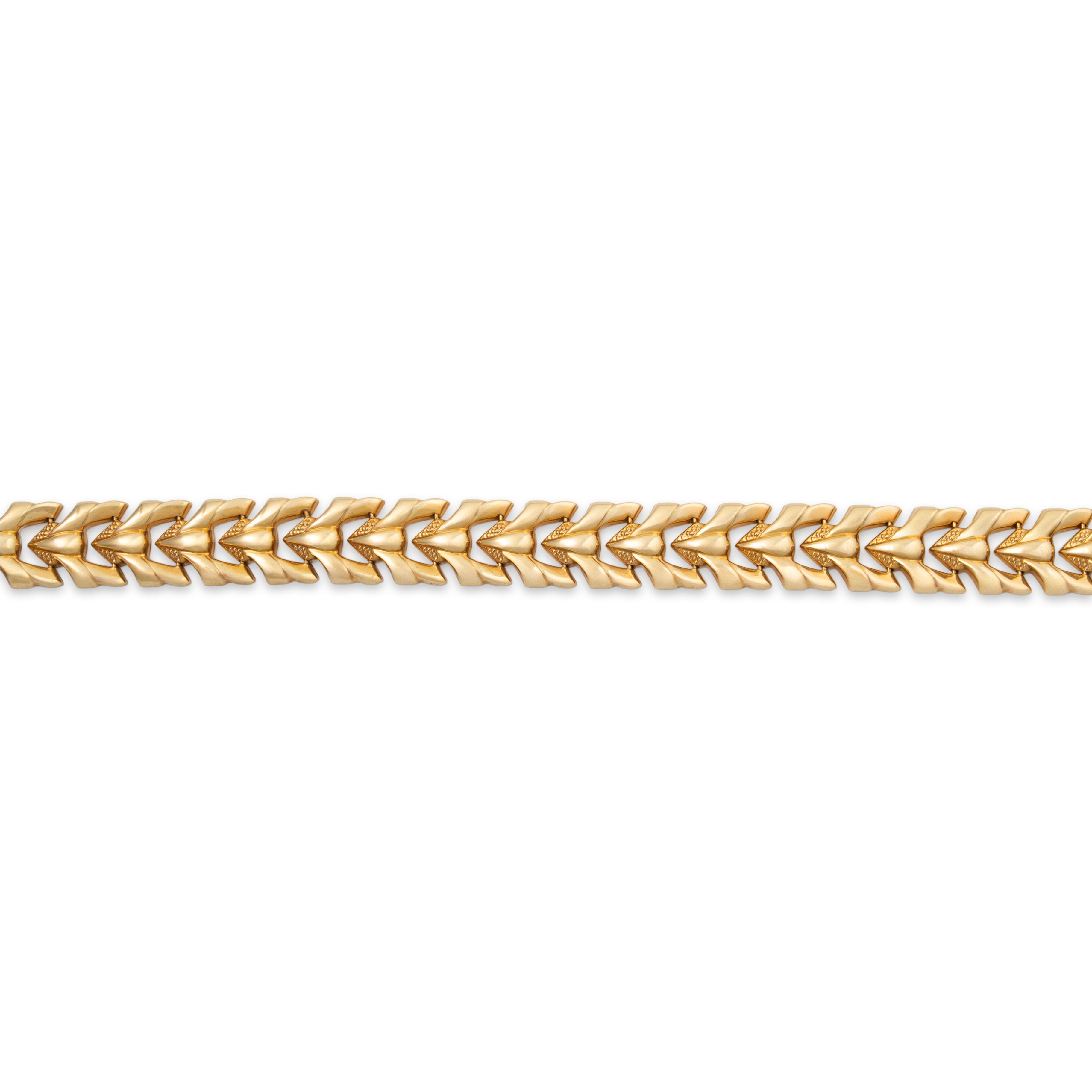 Vintage Italian 14k Yellow Gold Textured Arrow Link Bracelet 6.75、mySite、hinf8tx79