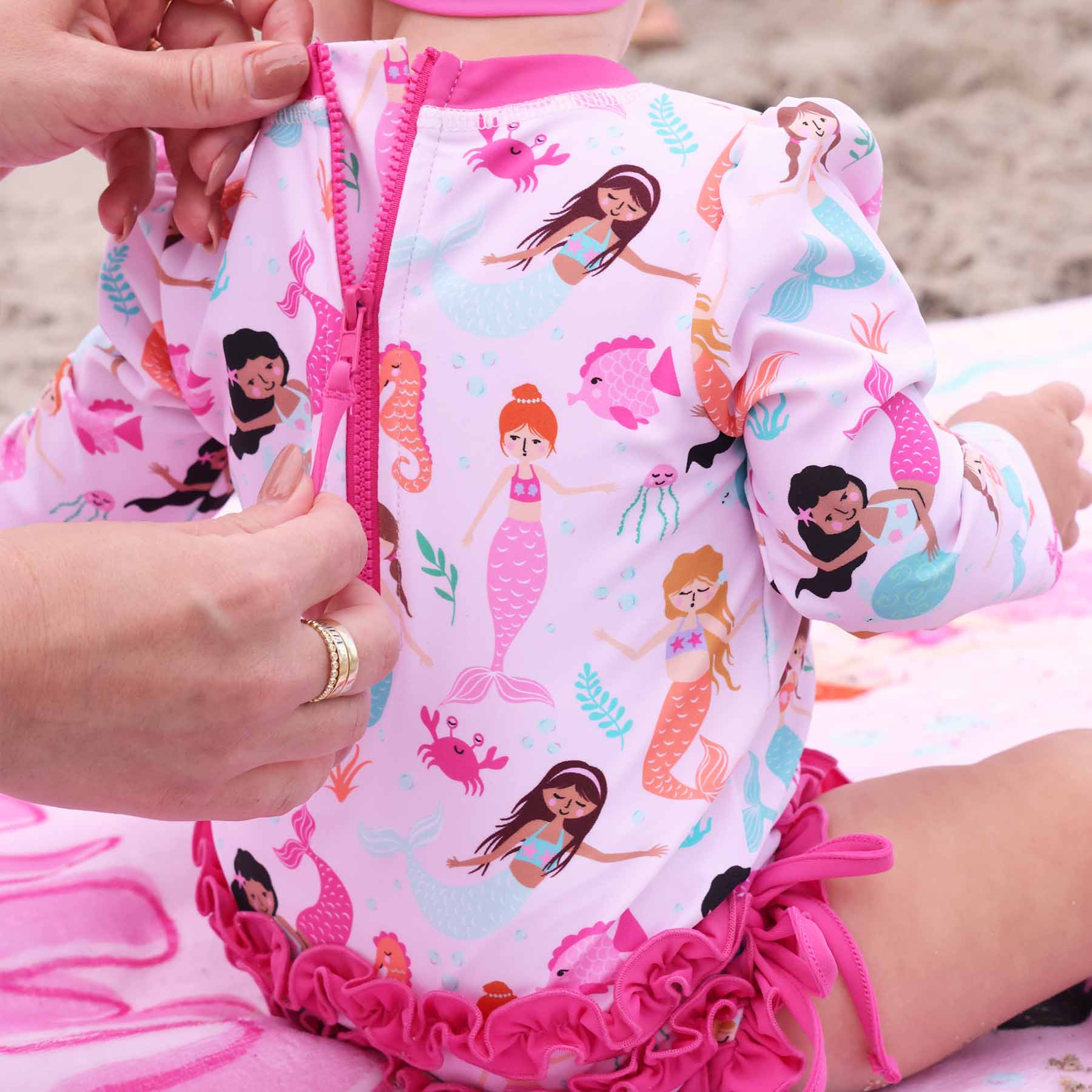  Long Sleeve Rash Guard With Ruffle Bottom | Under The Sea、mySite、layawaytickets