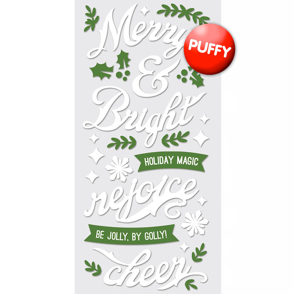  Merry & Bright Words Puffy Stickers、mySite、ghnorth