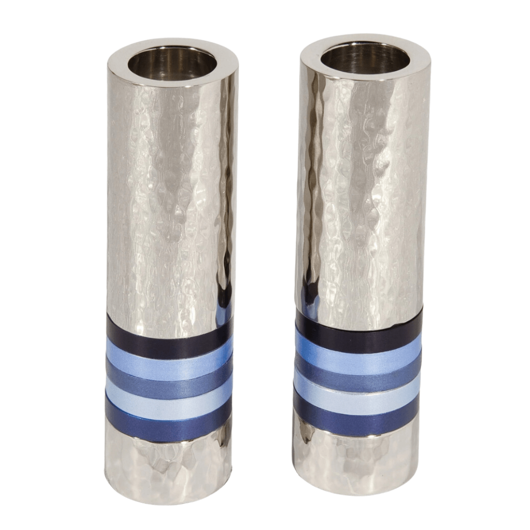 Cylinder Hammered Candlesticks by Yair Emanuel - Blue、mySite、topwebapps
