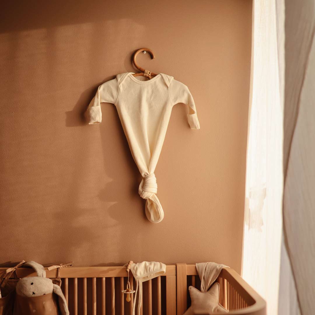  Mushie Ribbed Knotted Baby Gown - Ivory、mySite、merchandisen