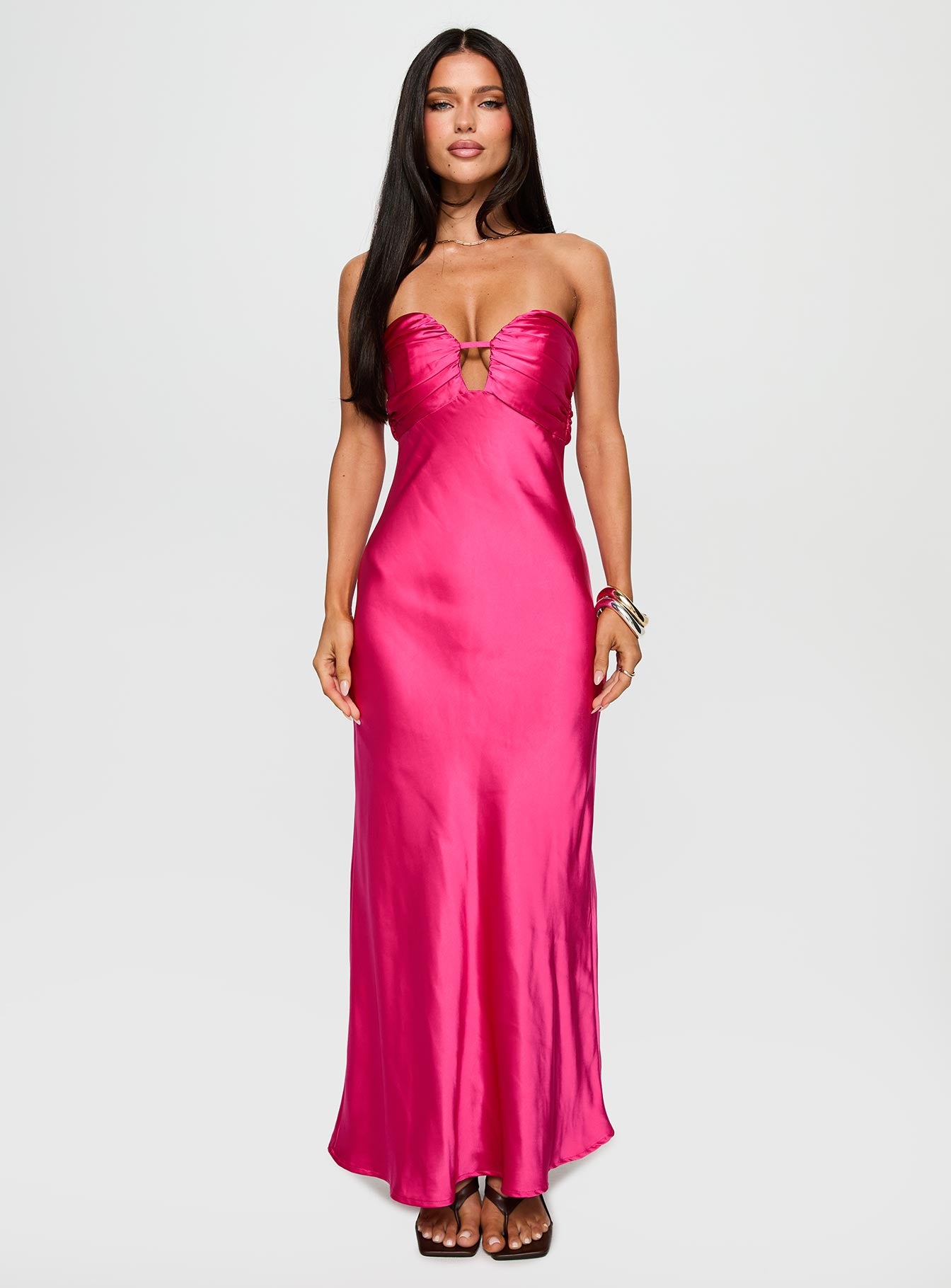 Cyprian Strapless Maxi Dress Hot Pink、mySite、solidvoid
