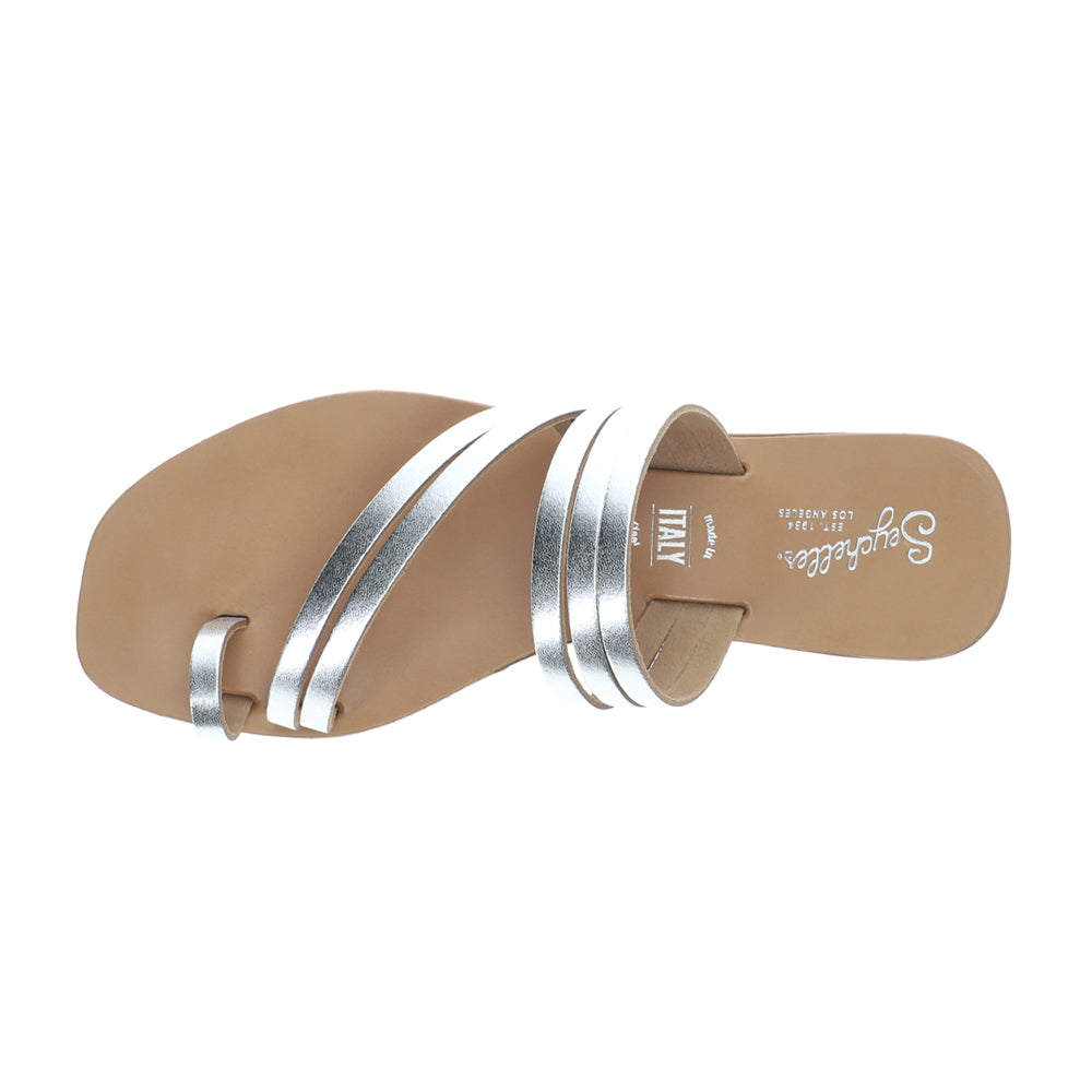 Summer Rain Metallic Slide Strappy Flat Sandals、mySite、gtrtttuynbv