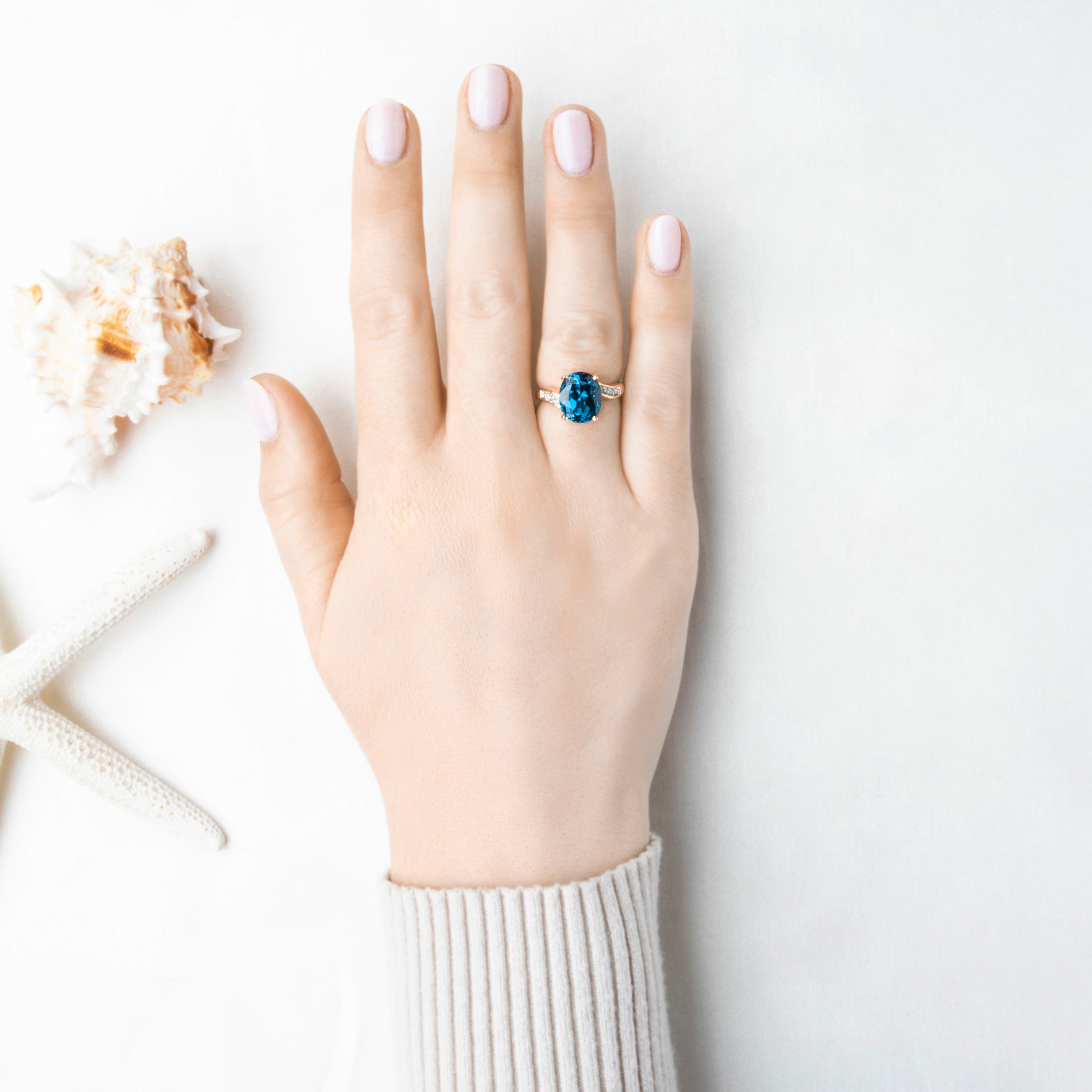 Vintage 14k Yellow Gold 5ct London Blue Topaz Diamond Deep Lagoon Ring 6.75、mySite、hinf8tx79