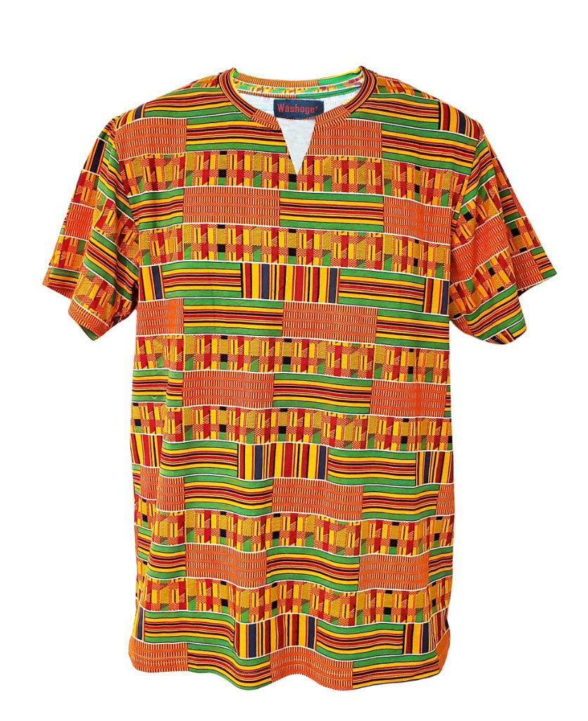 Dupsie's Nsroma Kente African Print Washoge Tee T-Shirt WHAKPS10、mySite、solidvoid