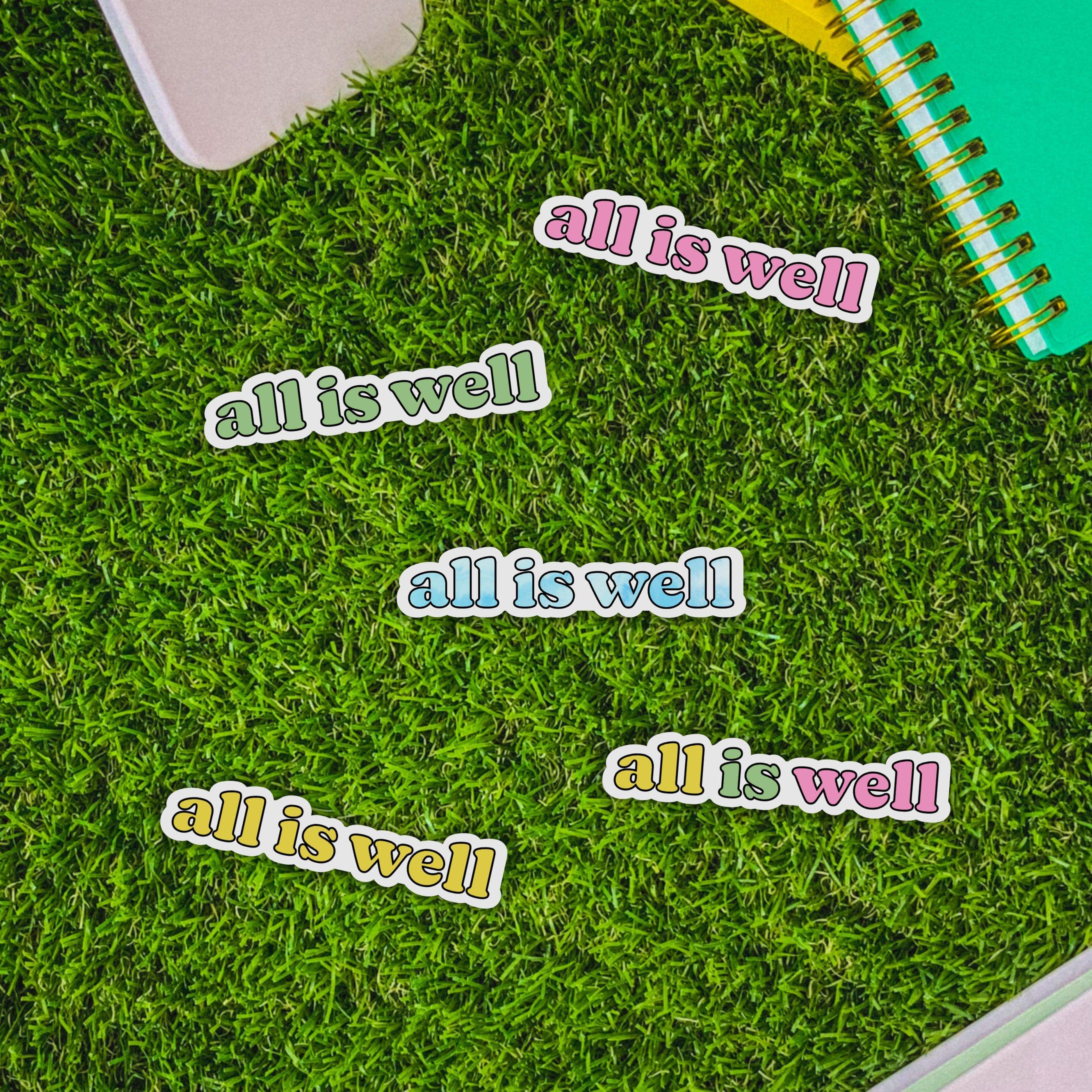  All Is Well Lettering Aesthetic Sticker 5 Pack、mySite、ghnorth