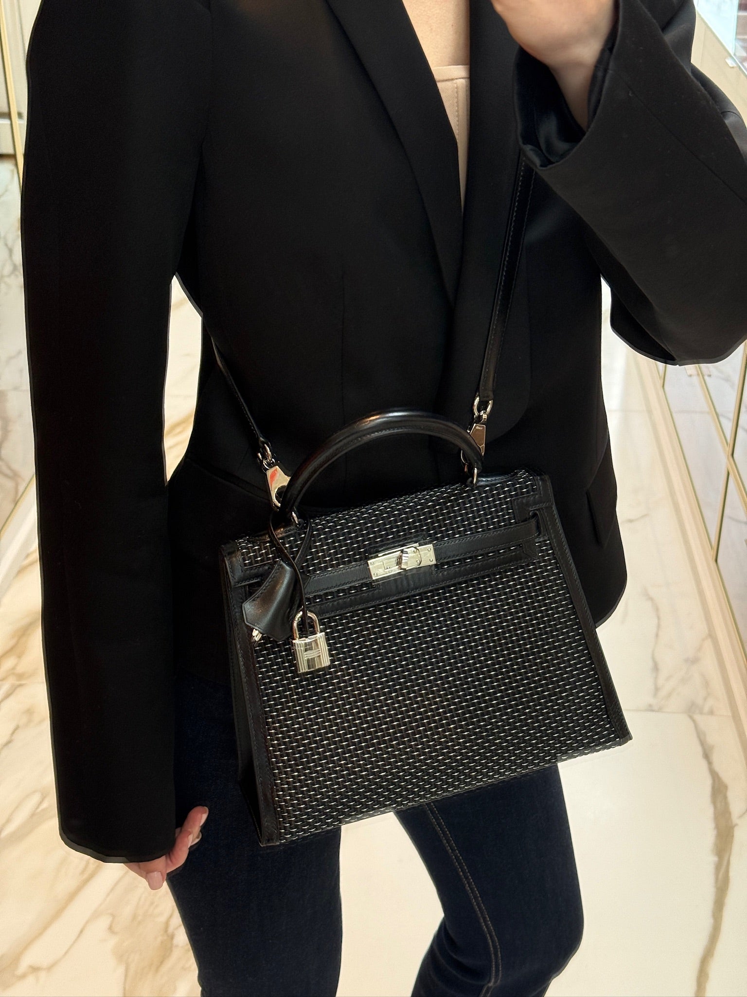 Hermès Kelly 25 Sellier Silver and Noir Crinoline Box Leather Palladium Hardware、mySite、garminoutage.com