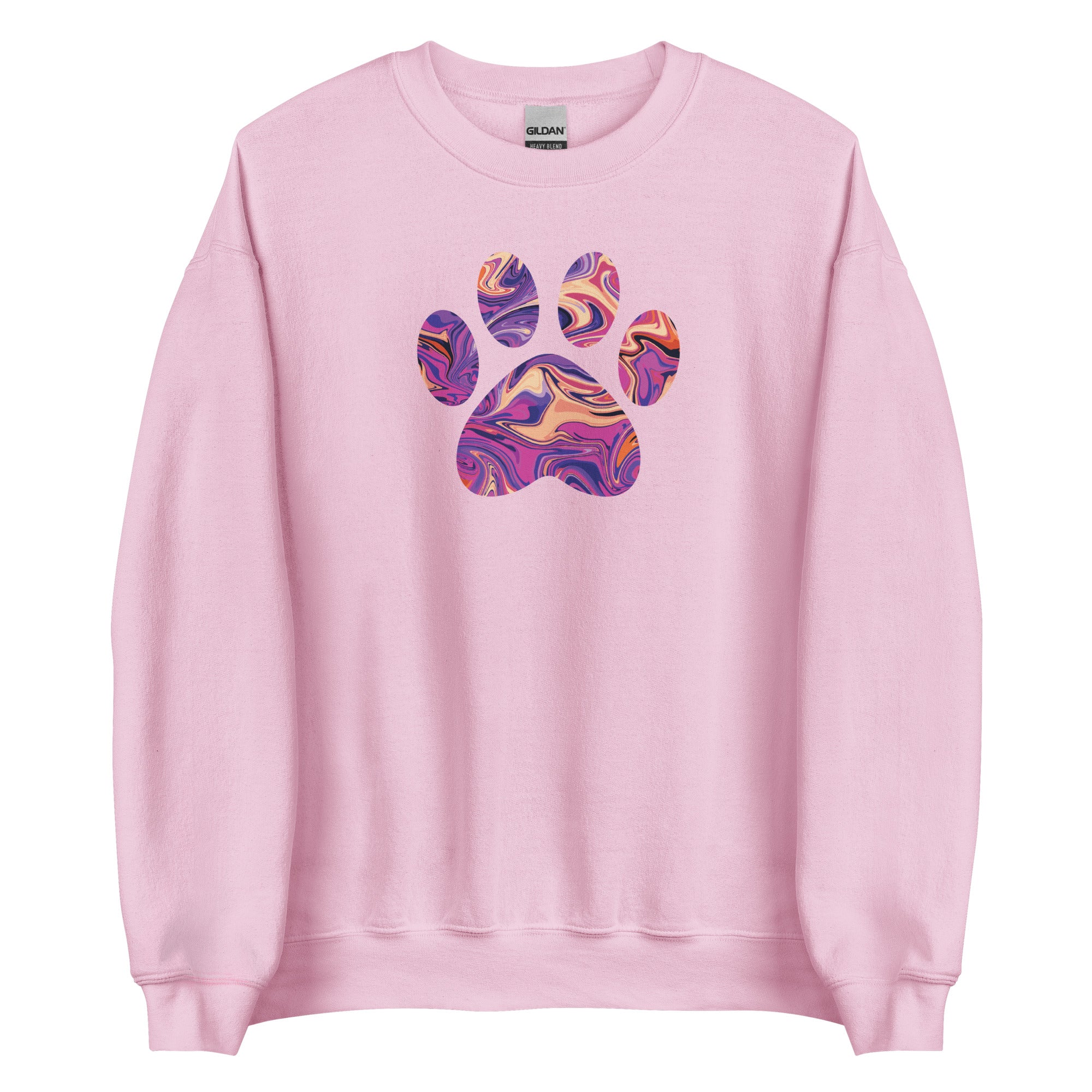 Purple Swirl Marbled Paw Crewneck Sweatshirt、mySite、camillekostekn