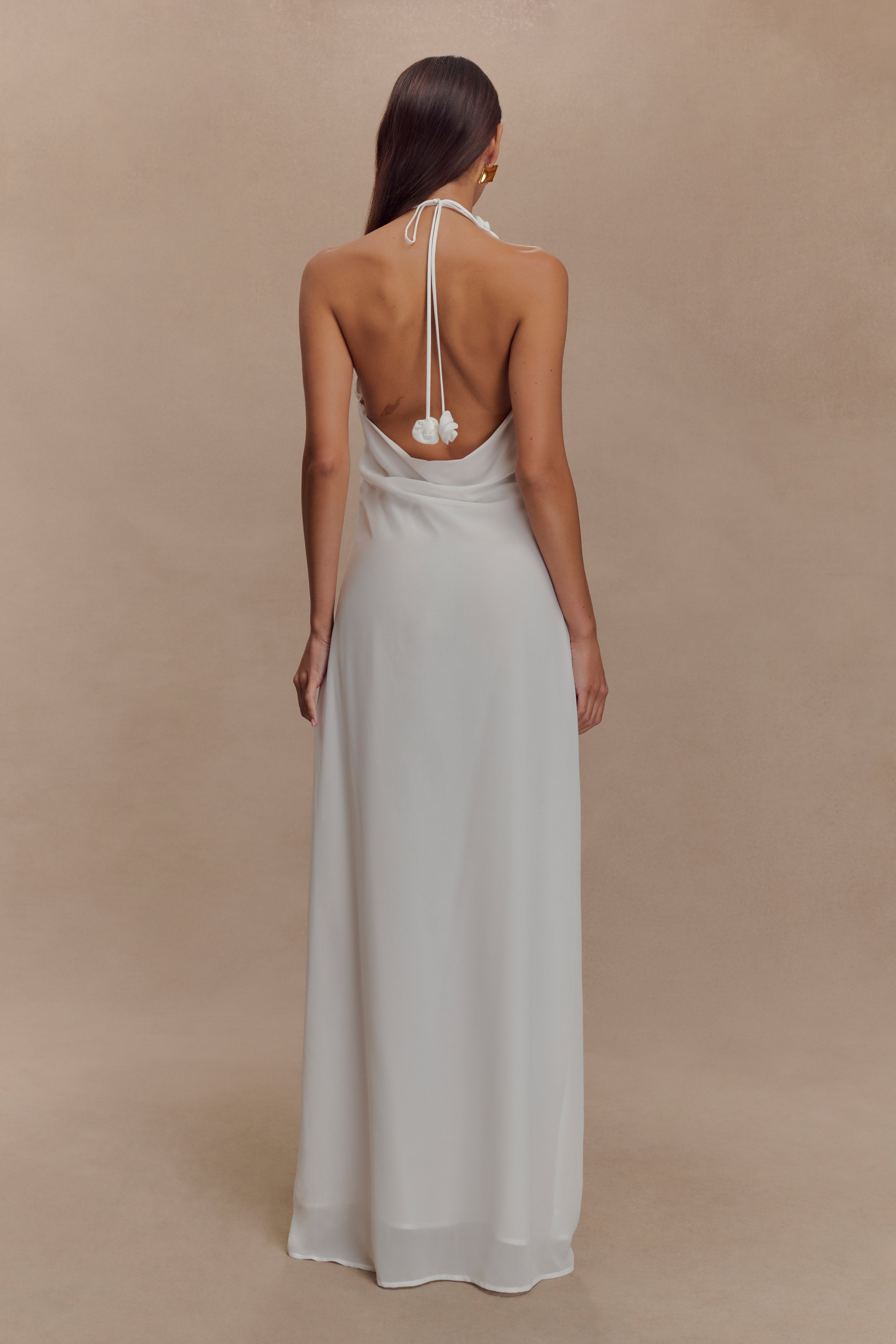 Rosalia Cowl Neck Maxi Dress - White、mySite、solidvoid