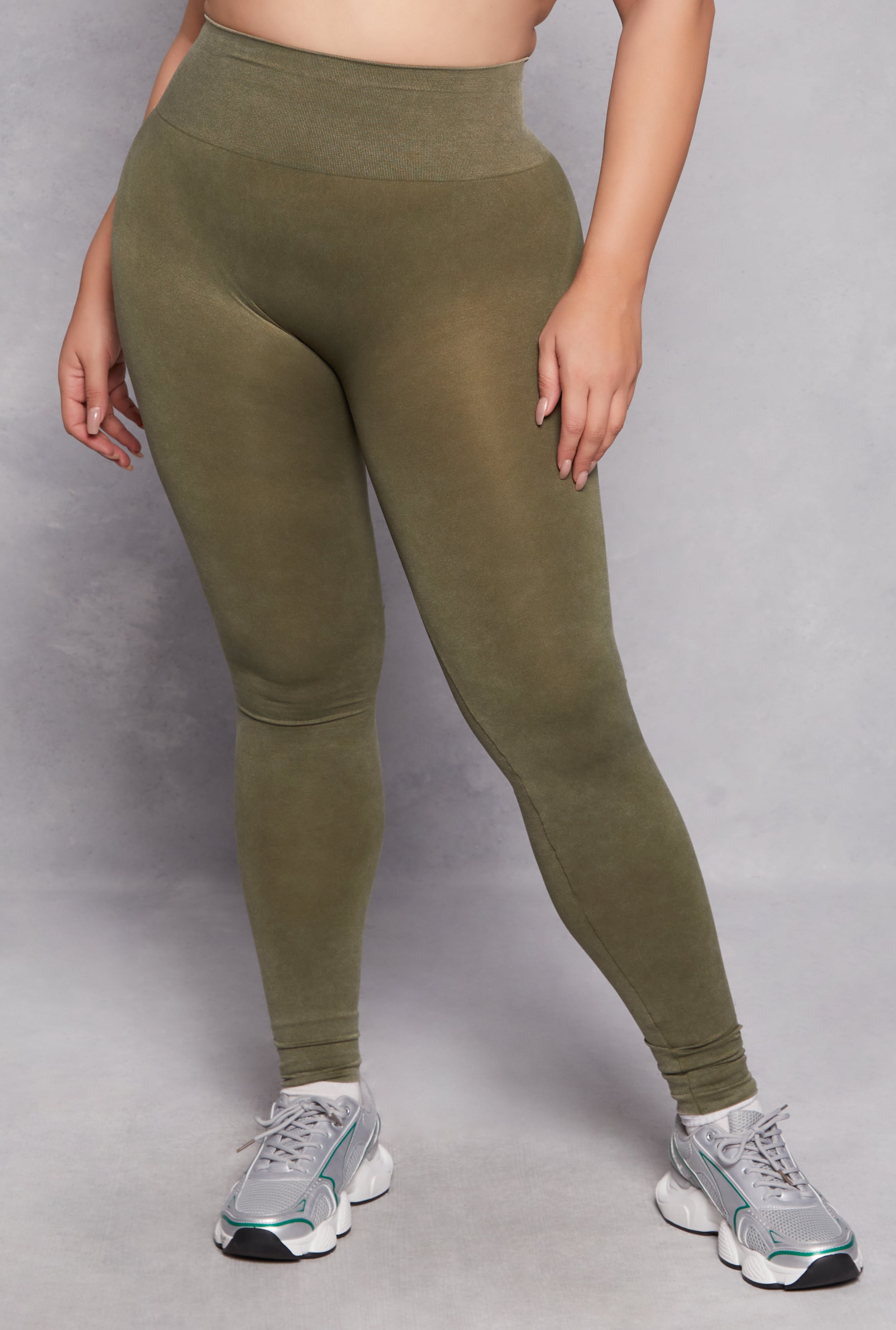 Plus Size Acid Wash High Waist Leggings、mySite、camillekostekn