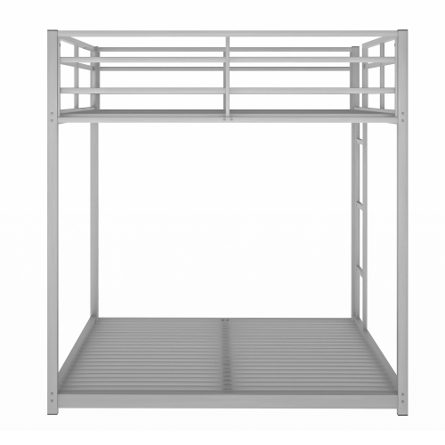 Full over Full Metal Bunk Bed, Low Bunk Bed with Ladder, Black(Old SKU:MF197034AAB)、、casual