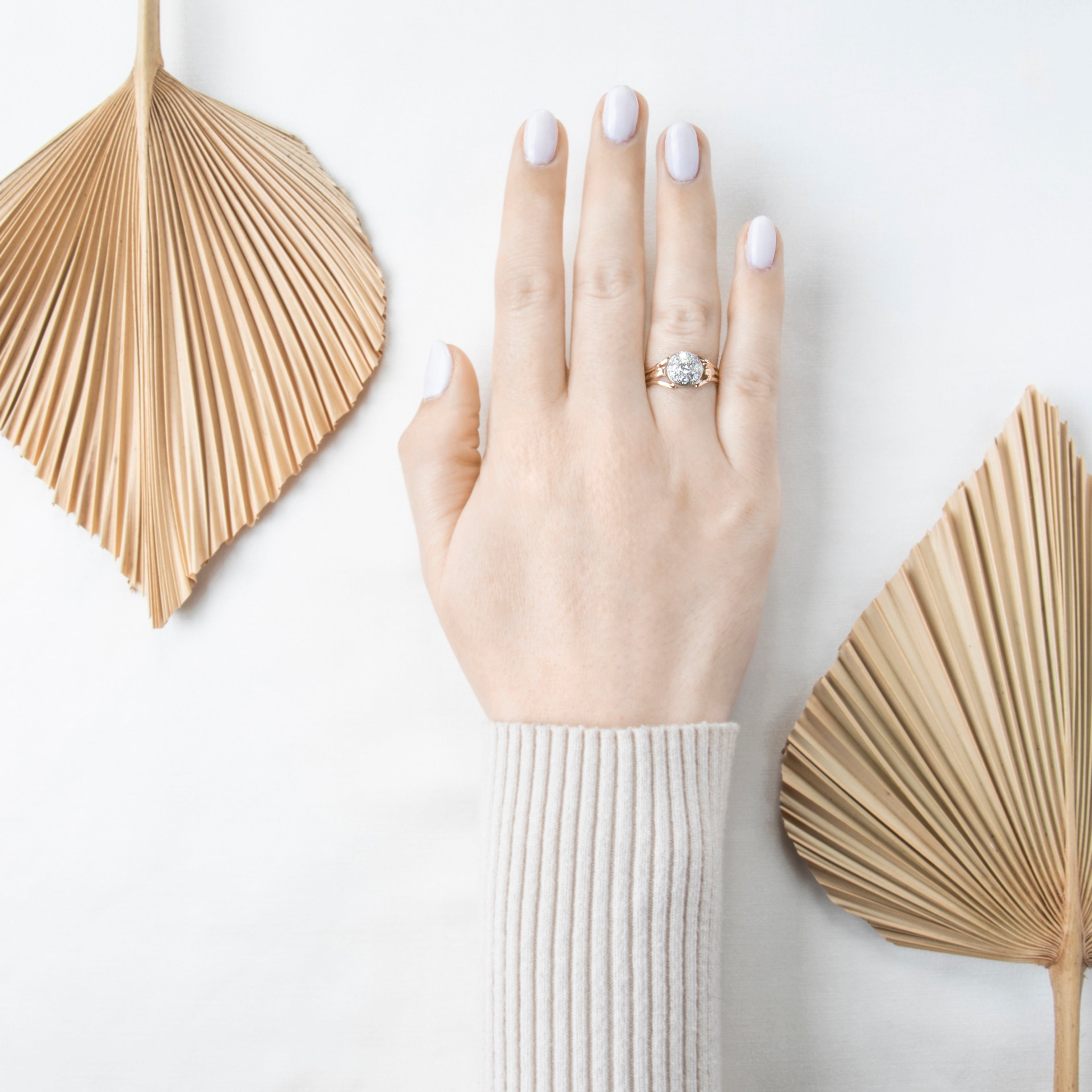 Antique Edwardian 10k Rosy Yellow Gold .345cttw Old European Diamond Halo Ring、mySite、hinf8tx79