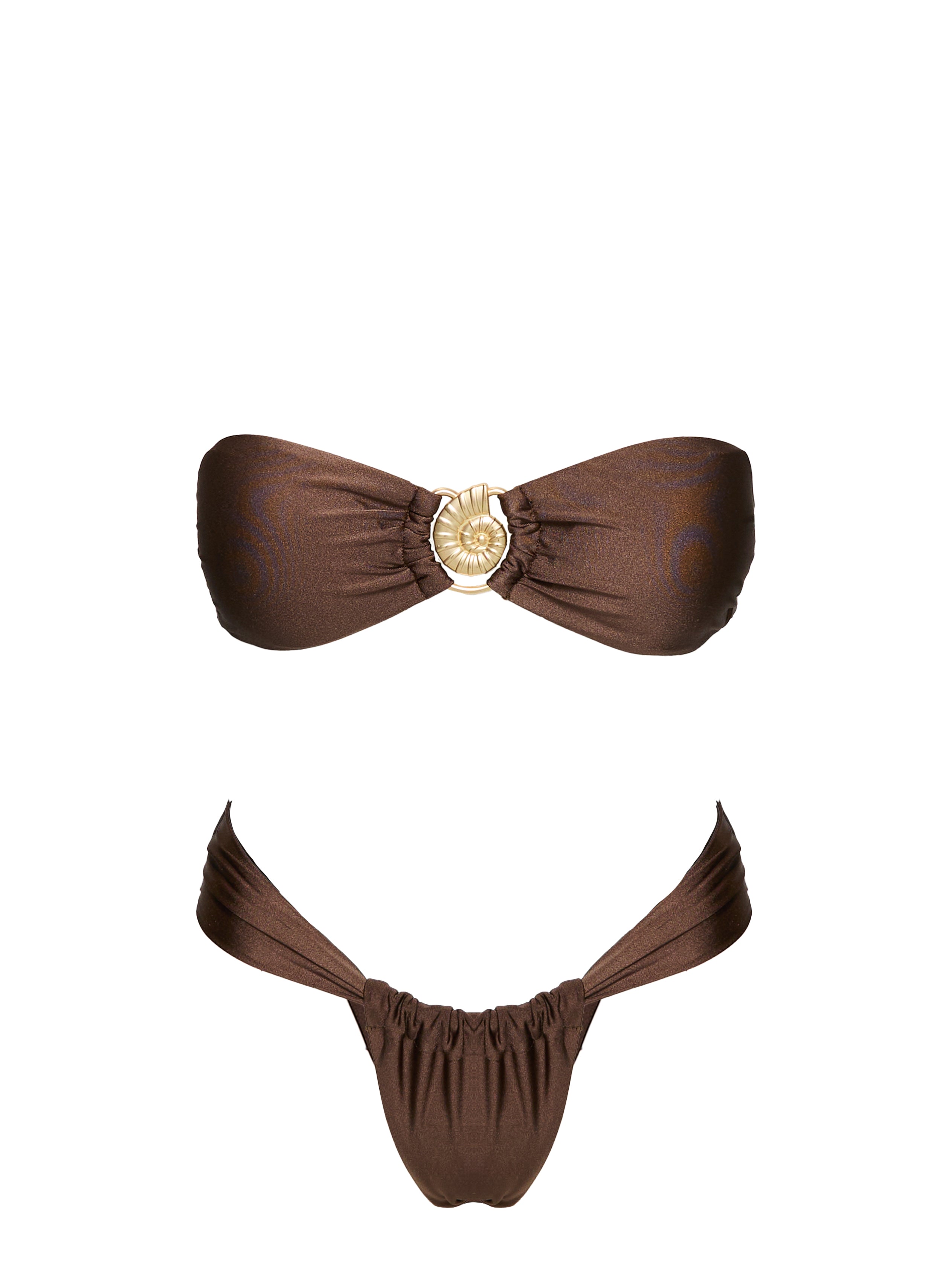 Elaila Bandeau Bikini Top Brown、mySite、solidvoid