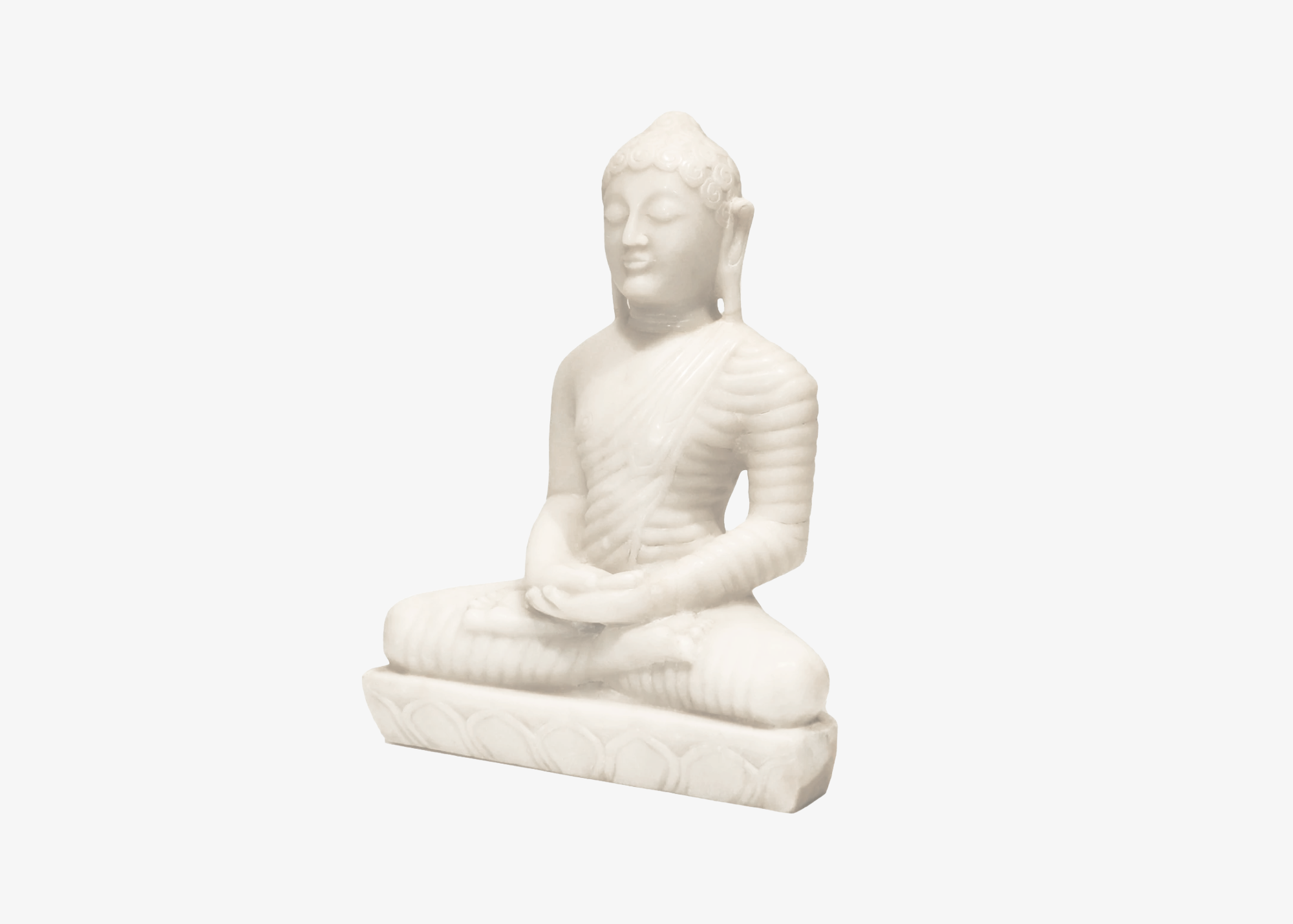 Sitting Buddha Dhyana Mudra - White Marble (Medium, 38cm)、mySite、topwebapps