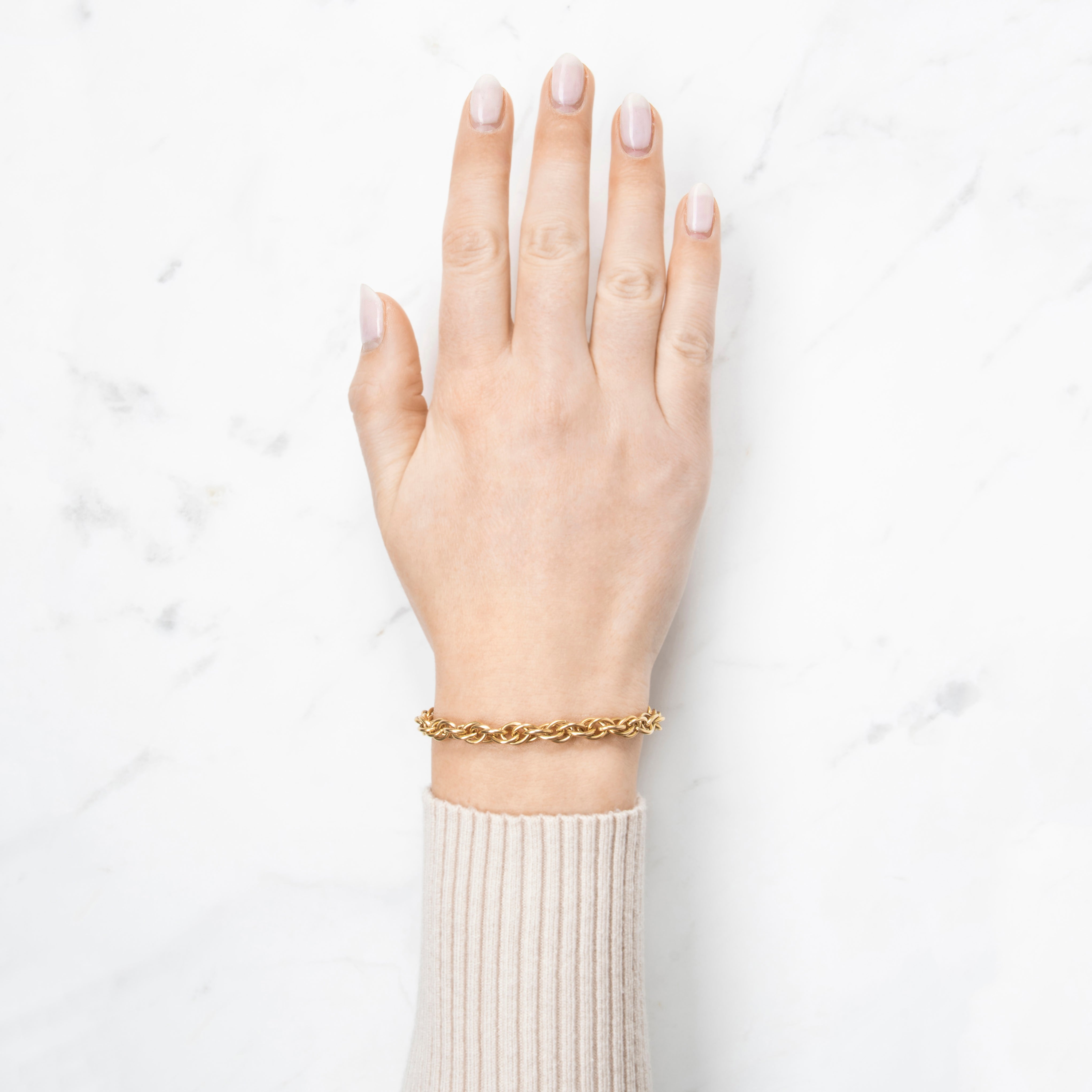 Vintage 14k Yellow Gold Handcrafted Solid Link Rope Charm Bracelet 7、mySite、hinf8tx79